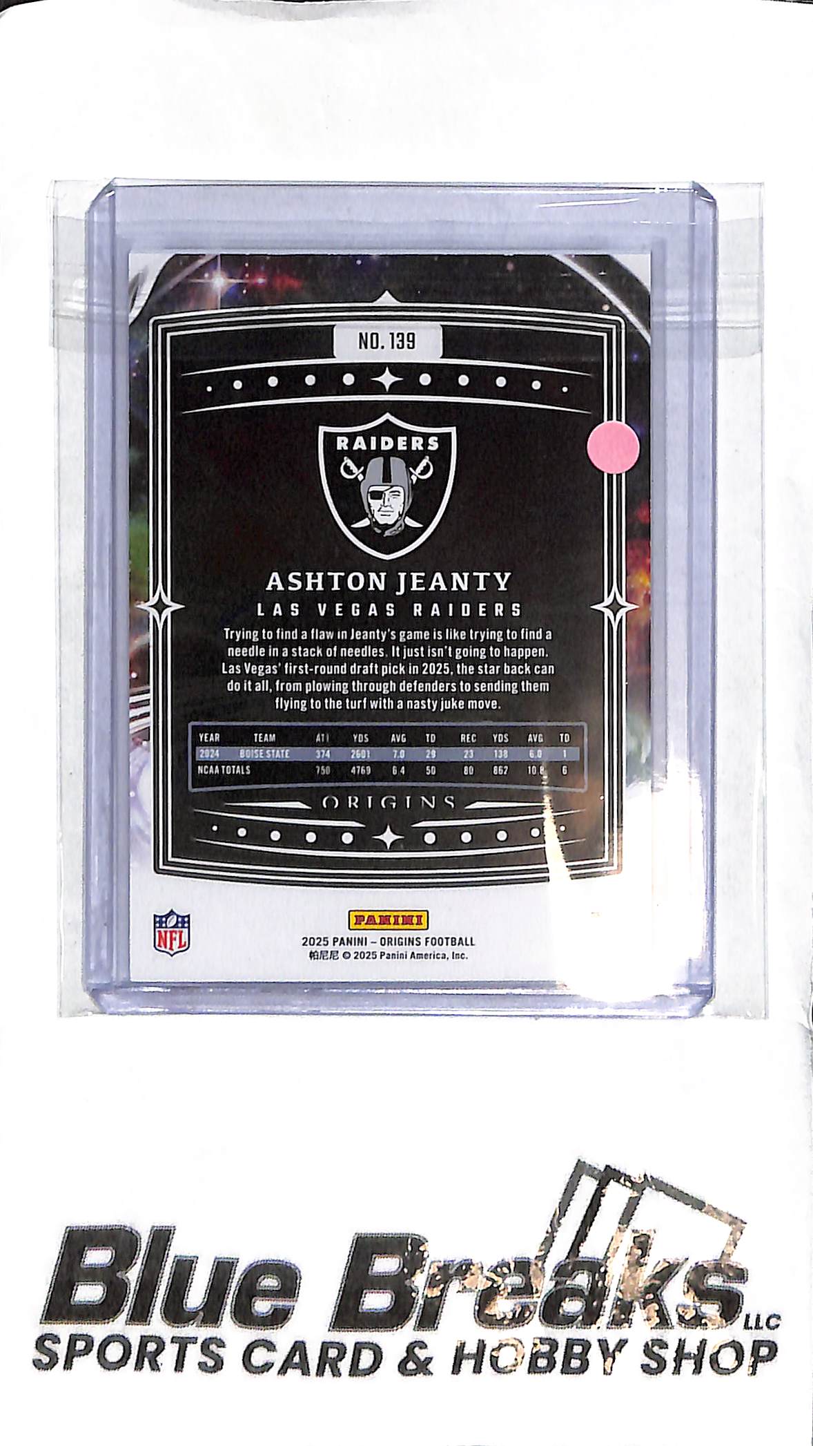 Ashton Jeanty #139 - 2025 Origins - RC - Football - Raiders