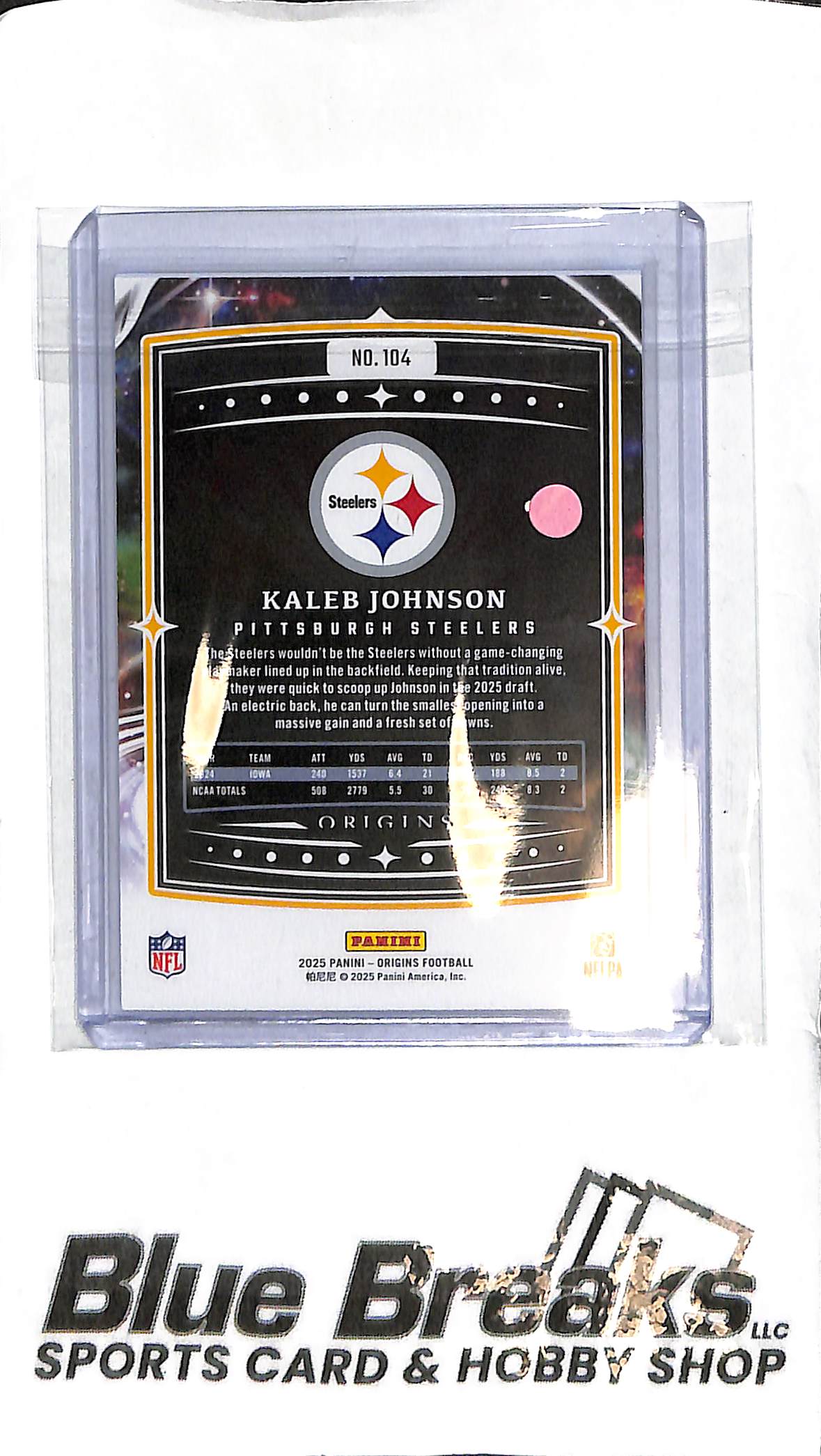Kaleb Johnson #104 - 2025 Origins - RC Blue 24/99 - Football - Raiders