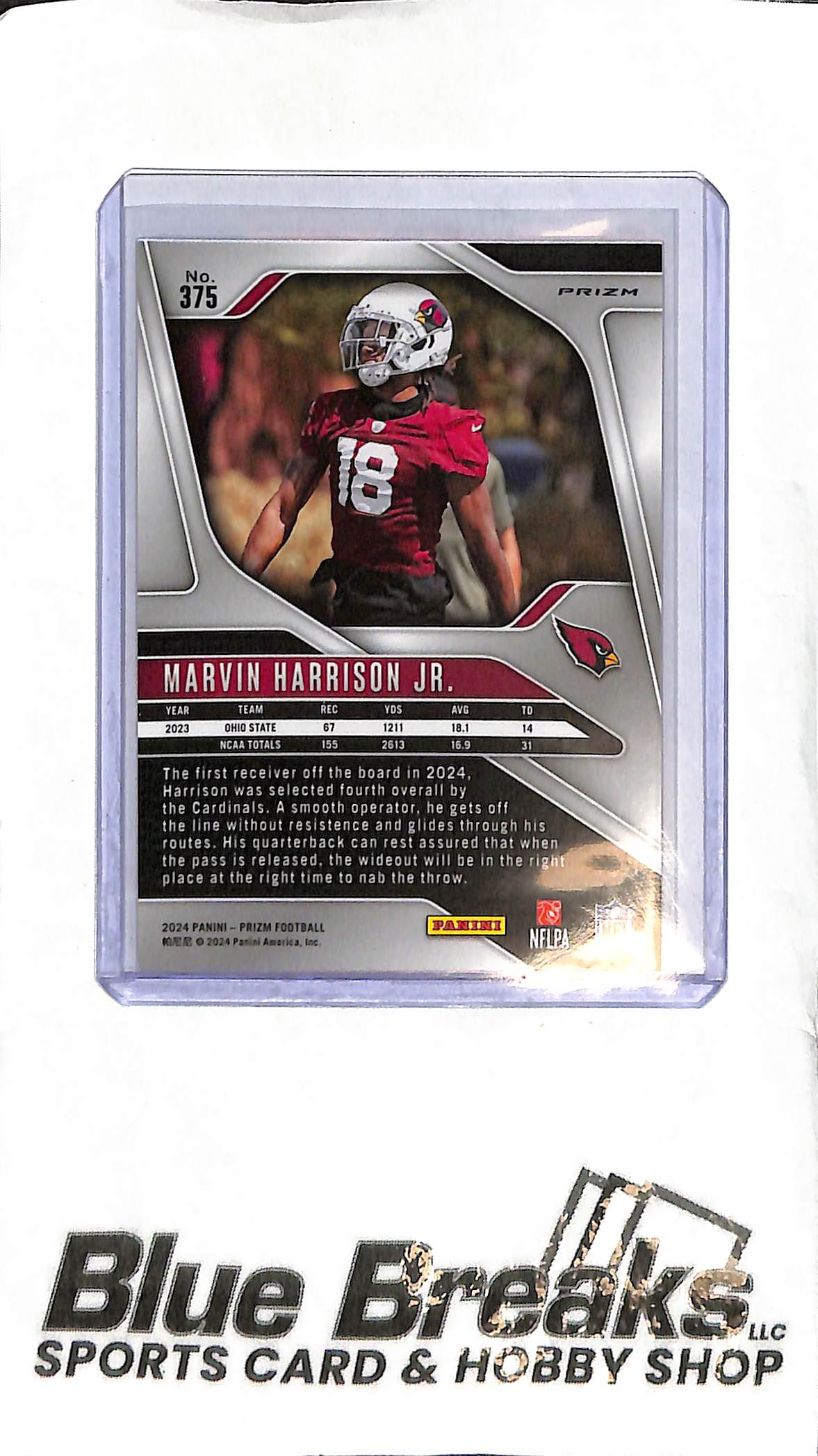 Marvin Harrison Jr. #375 - 2024 Prizm - Orange Ice RC- Football - Cardinals