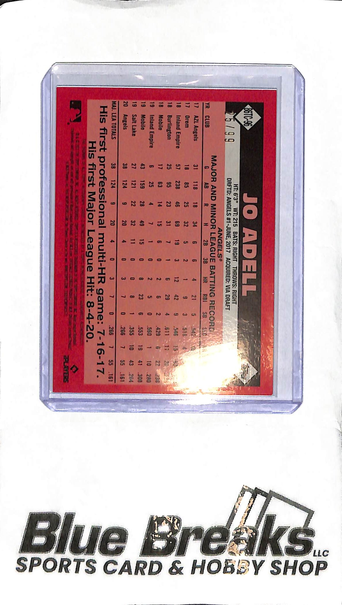 Jo Adell 86TC-96 - 2021 Topps Chrome - RC Auto 25/99 - Baseball - Angels