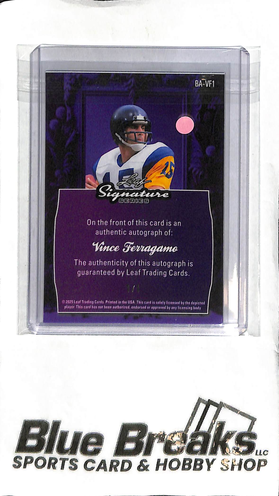 Vince Ferragamo BA-VF1 - 2025 Leaf Signature Series - Auto 1/1 - Football - Rams
