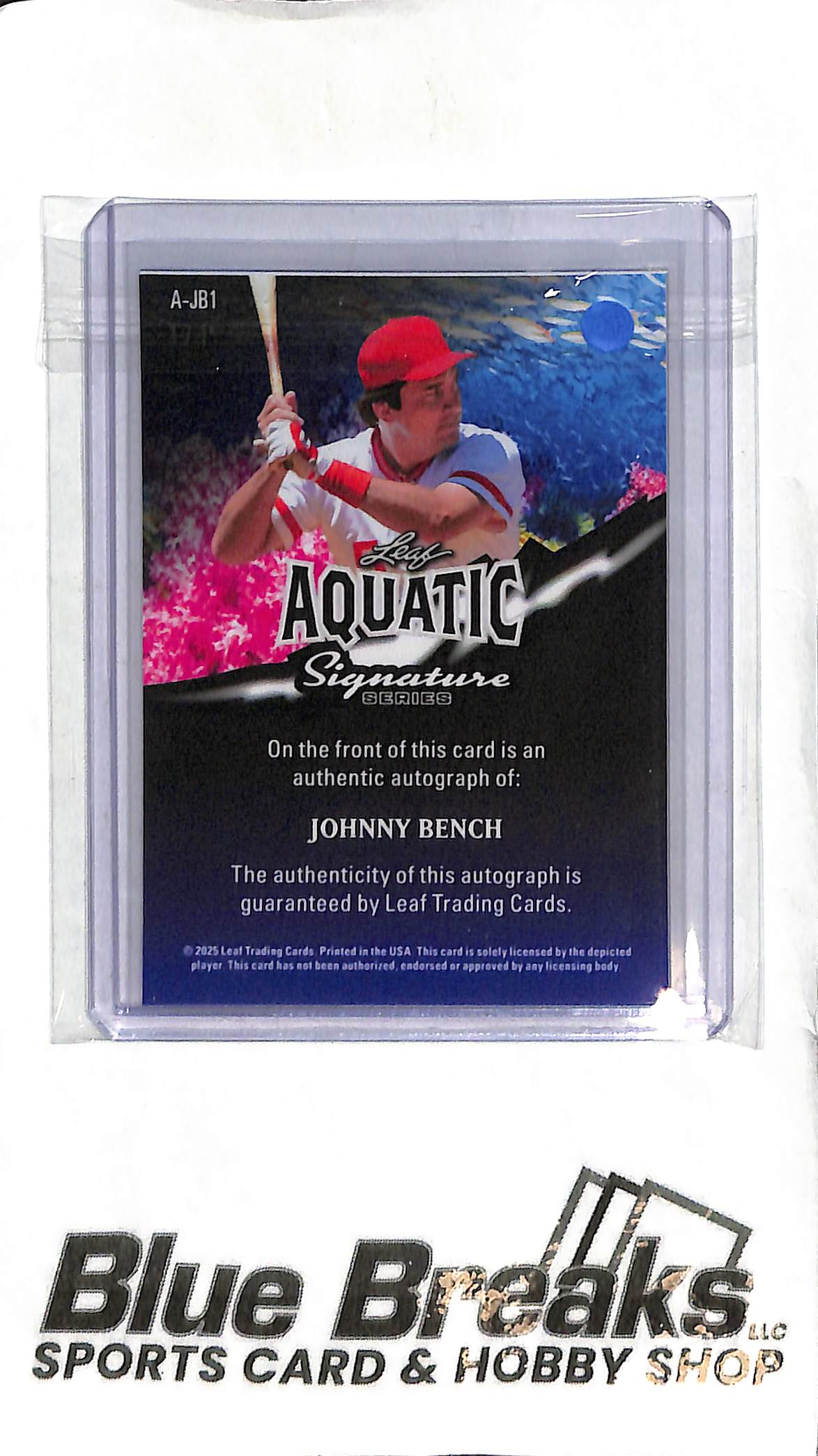 Johnny Bench A-JB1 - 2025 Leaf Signature Series - Aquatic Auto 1/1 - Baseball - Reds