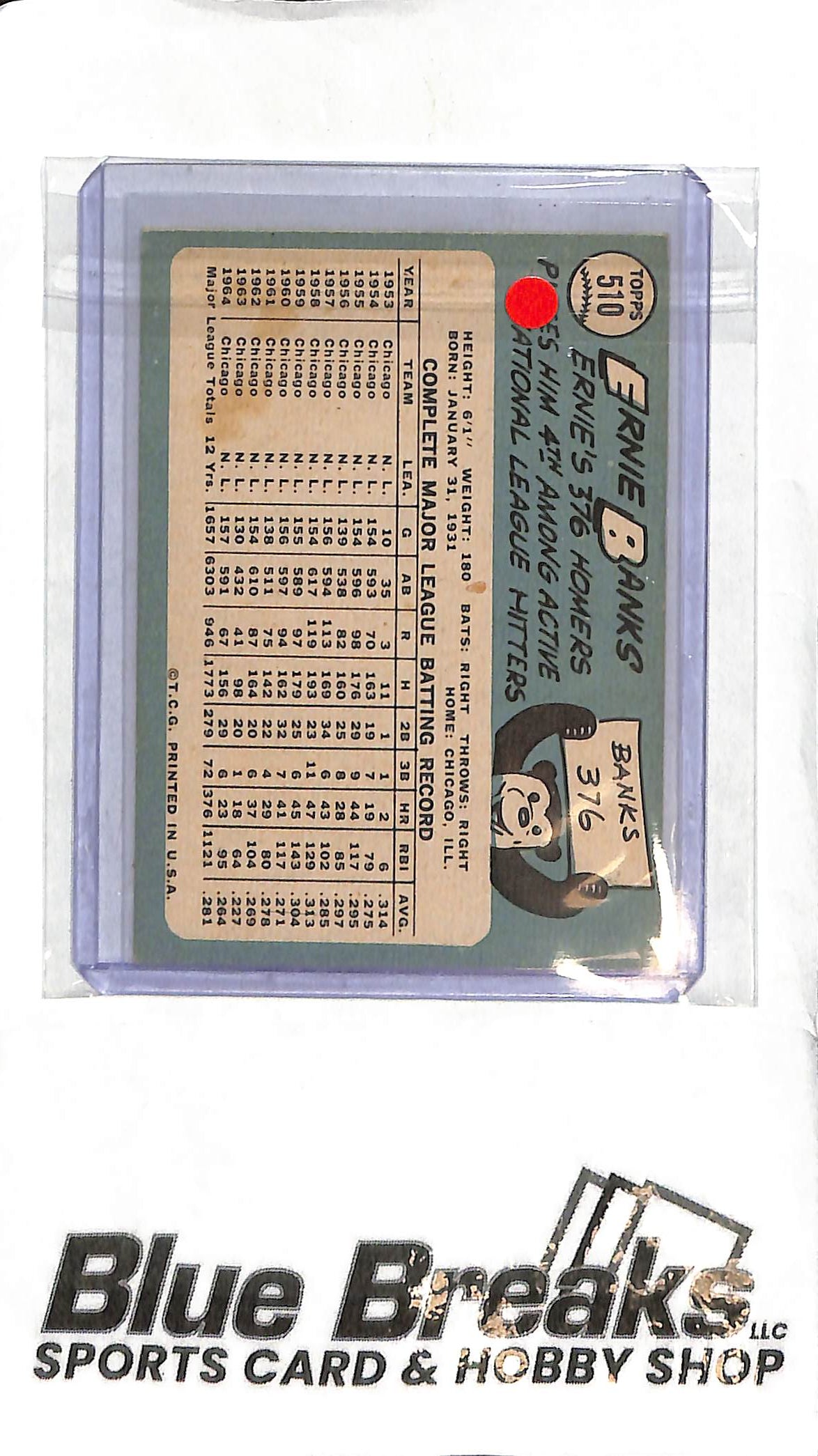 Ernie Banks #510 - 1965 Topps - Baseball - Cubs