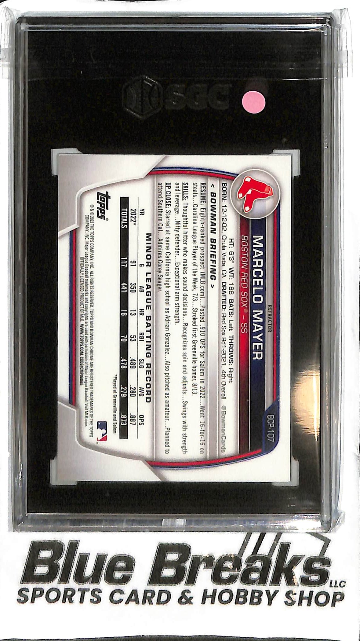 Marcelo Mayer BCP-107 - 2023 Bowman - Refractor 262/499 - SGC 9.5 - Baseball - Red Sox