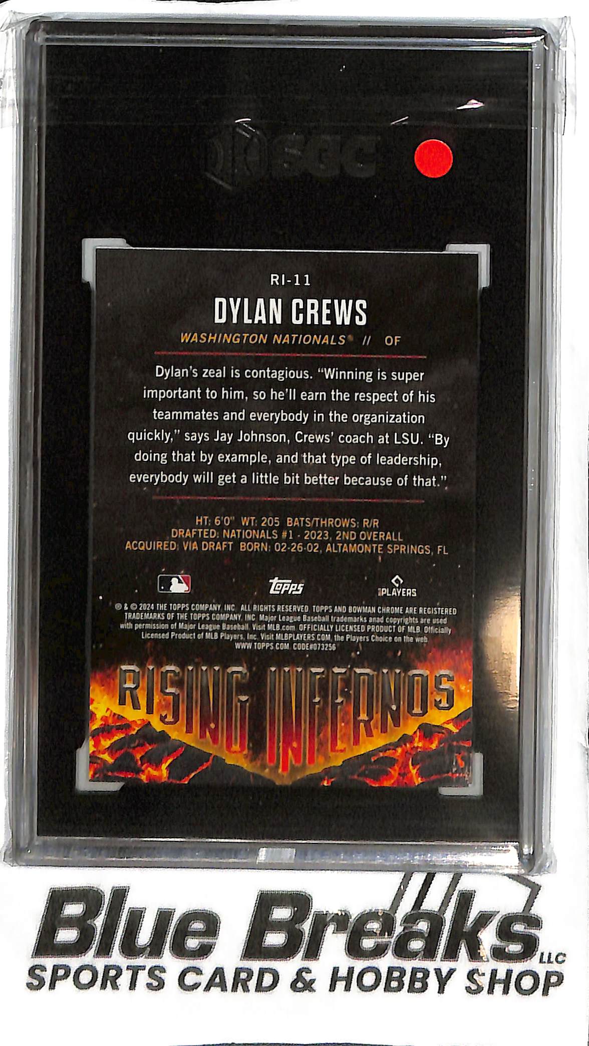 Dylan Crews RI-11 - 2024 Bowman - Rising Infernos - SGC 9.5 - Baseball - Nationals