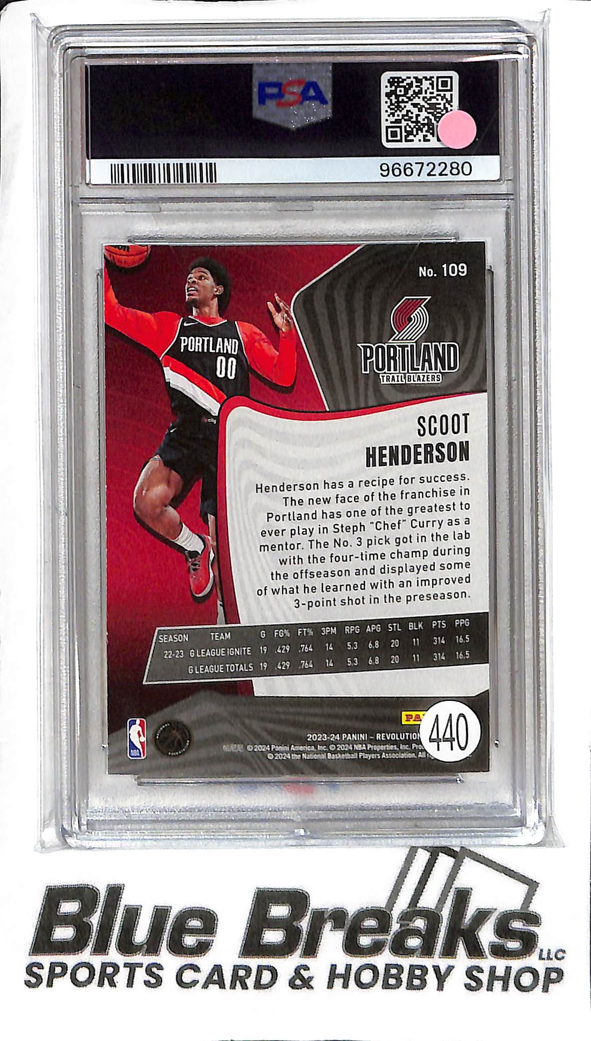 Scoot Henderson #109 - 2023 Revolution - RC- PSA 9 - Basketball - Trailblazers