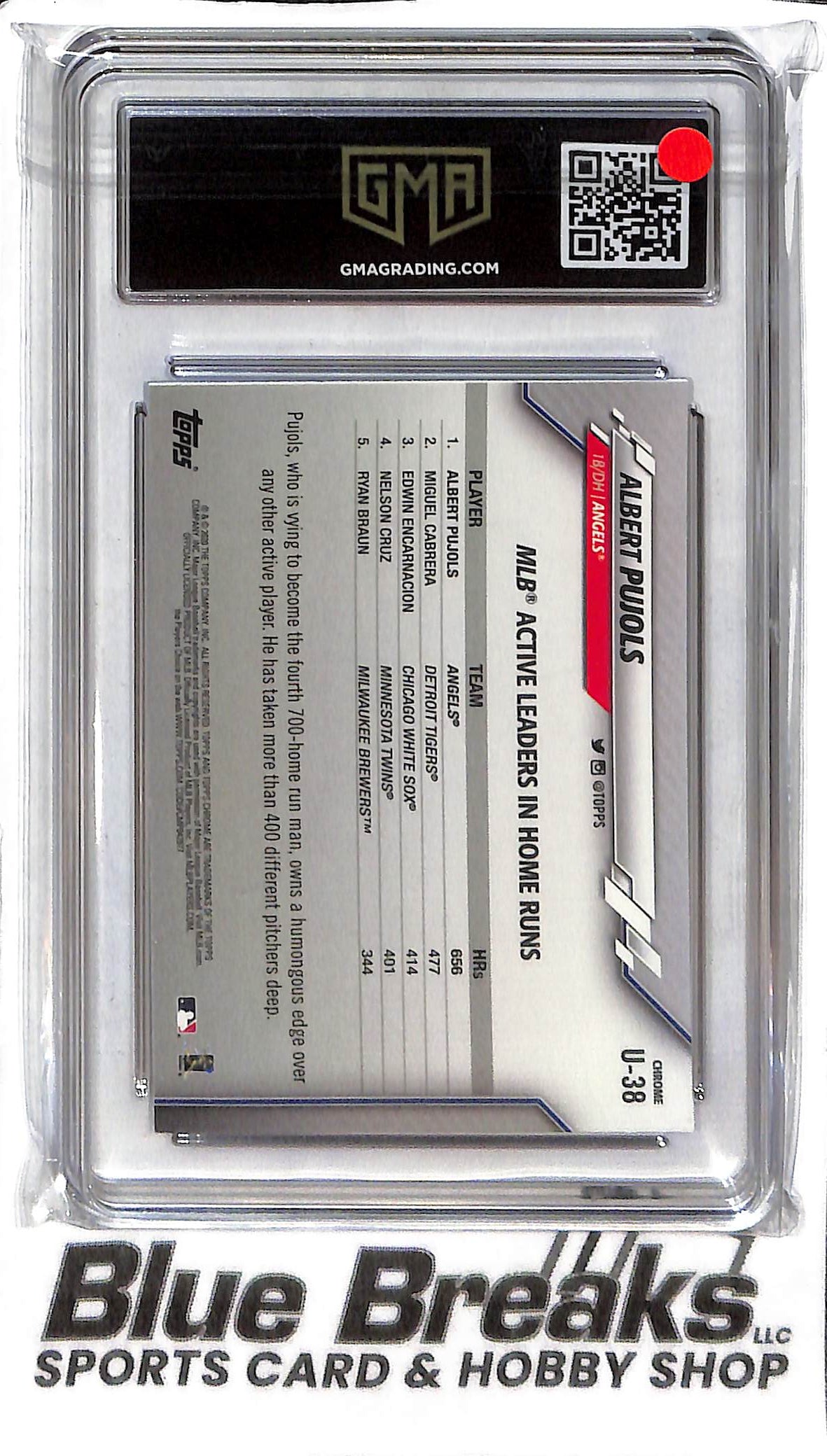 Albert Pujols U-38 - 2020 Topps Chrome Update Sapphire - GMA 10 - Baseball - Angels