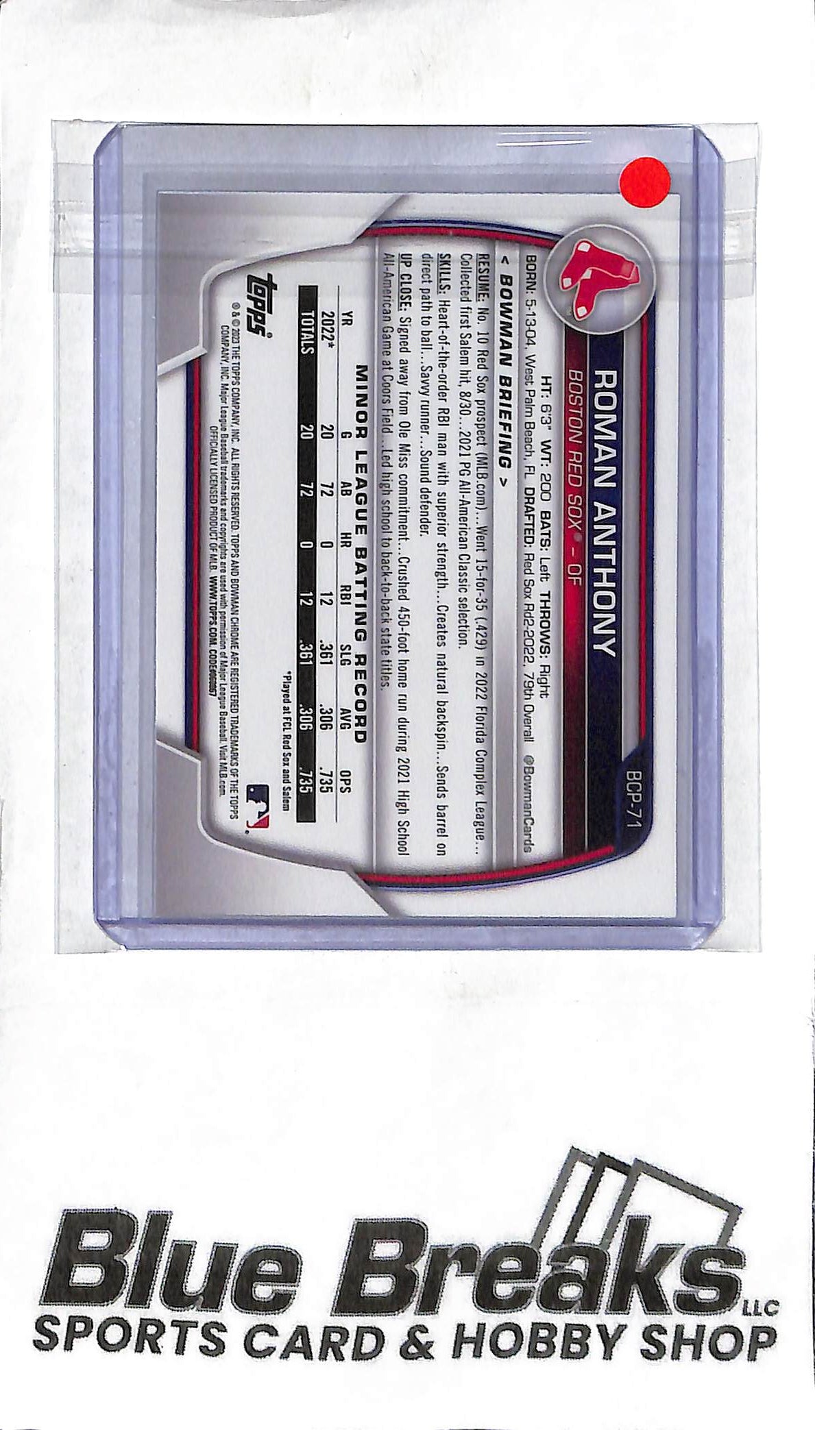 Roman Anthony BCP-71 - 2023 Bowman Mega - 1st Mega Box Mojo - Baseball - Red Sox