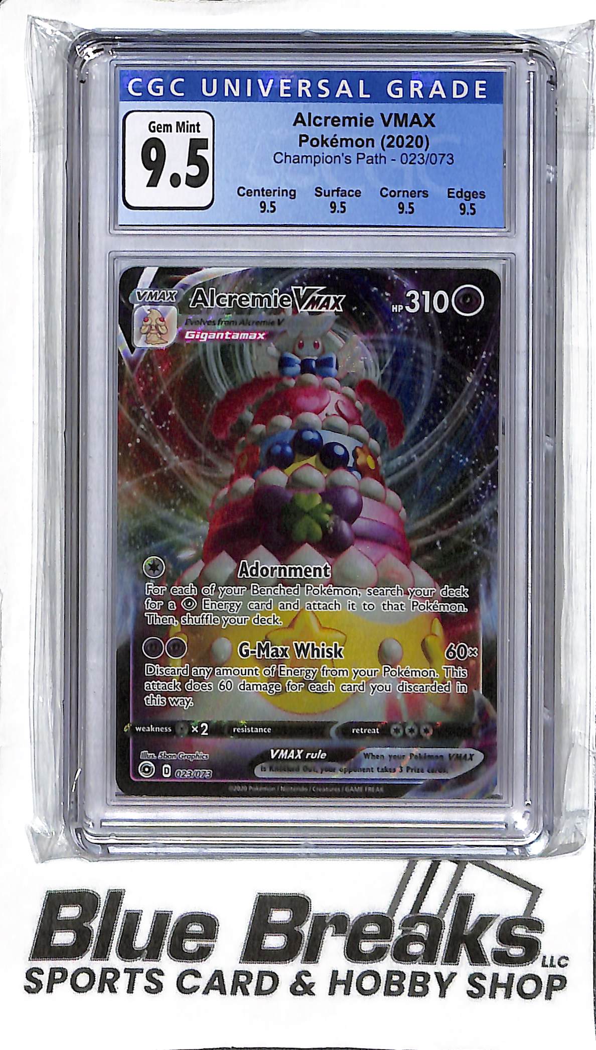 Alcremie VMAX 023/073 - Champion's Path - CGC 9.5 - Pokmon Blue Breaks Sports Card & Hobby Shop - Venice Alcremie VMAX 023/073 - Champion's Path - CGC 9.5 - Pokmon Blue Breaks Sports Card & Hobby Shop - Venice