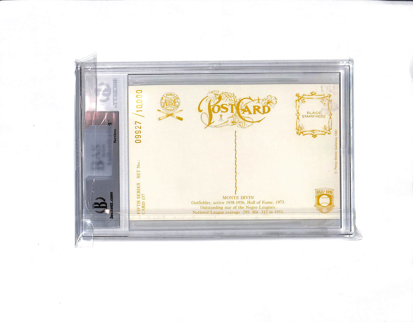 Monte Irvin #137 - 1980-02 Perez-Steele - Autographed Postcard - Baseball - Mets