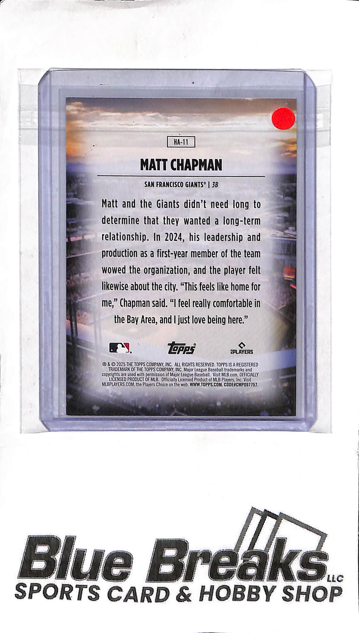 Matt Chapman HA-11 - 2025 Topps - Home Field Advantage Short-Print - Baseball - Giants