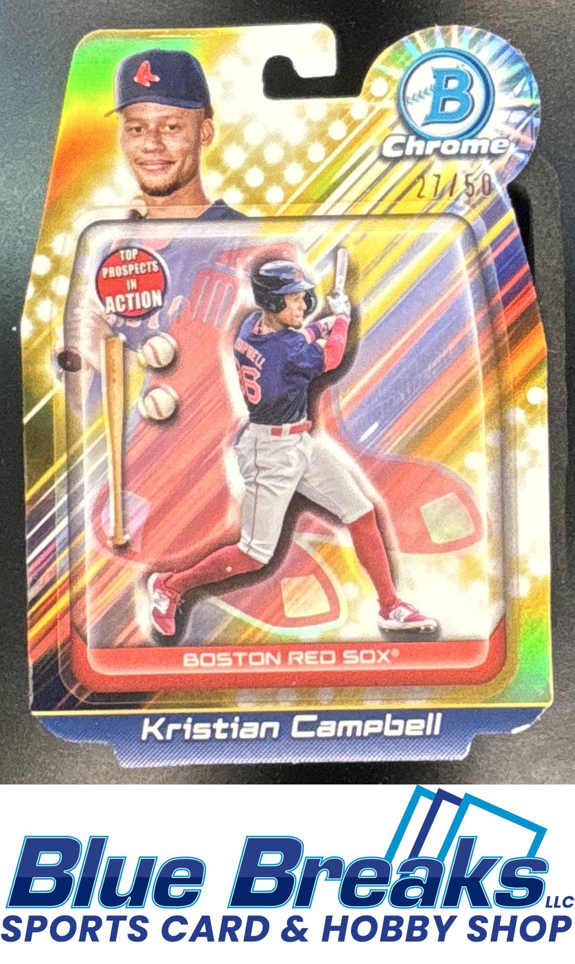 2024 Bowman Draft Kristian Campbell #BIA-13 In Action Gold Refractor 27/50 Boston Red Sox