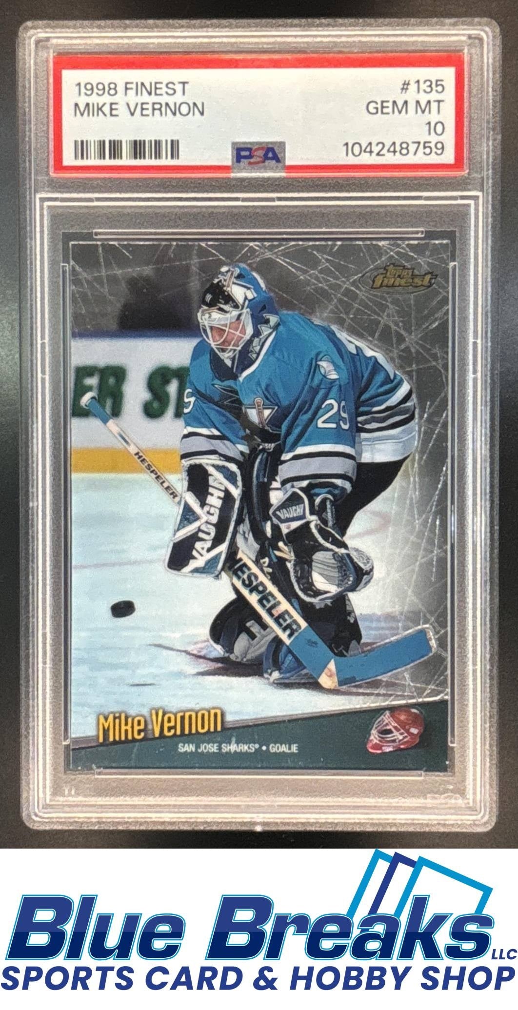 1998-99 Topps Finest Mike Vernon #135 PSA 10 San Jose Sharks