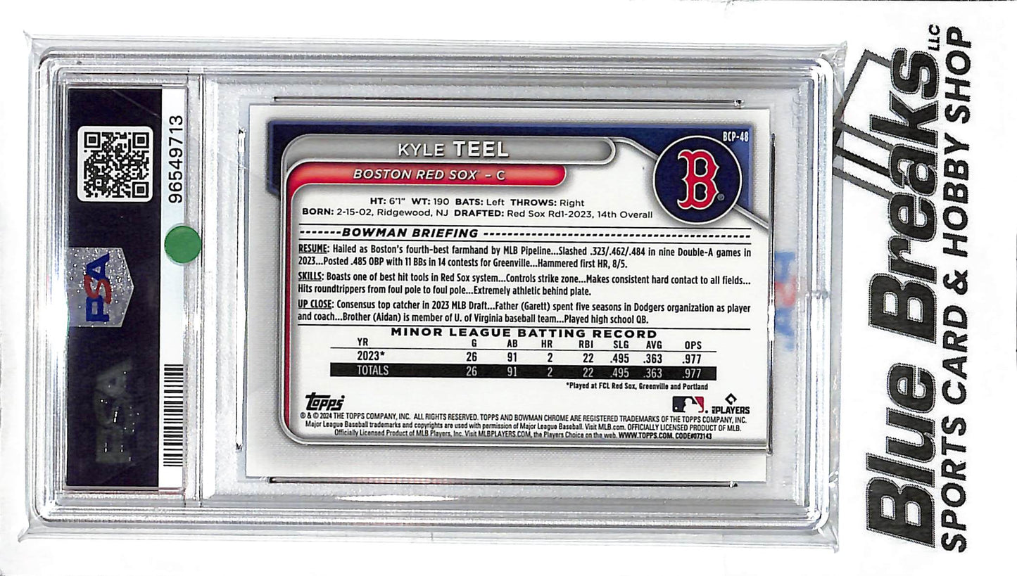 2024 Bowman Chrome - 1st Bowman - Sapphire - Prospect - Kyle Teel - #BCP-48 - PSA 10 - baseball - Red Sox