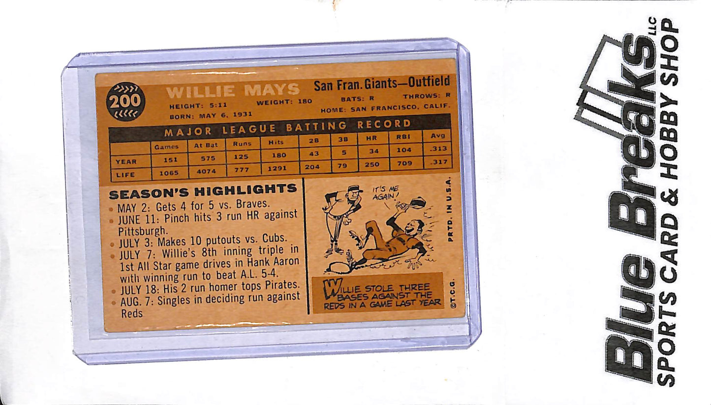 1960 Topps - Willie Mays - #200 - baseball - Giants