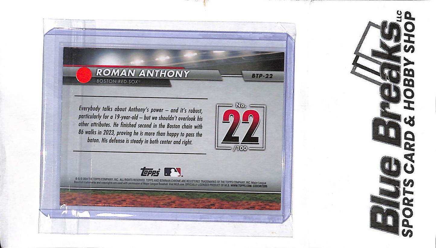 2024 Bowman Chrome - Top 100 - #22 - Roman Anthony - 012/150 - #BTP-22 - baseball - Red Sox