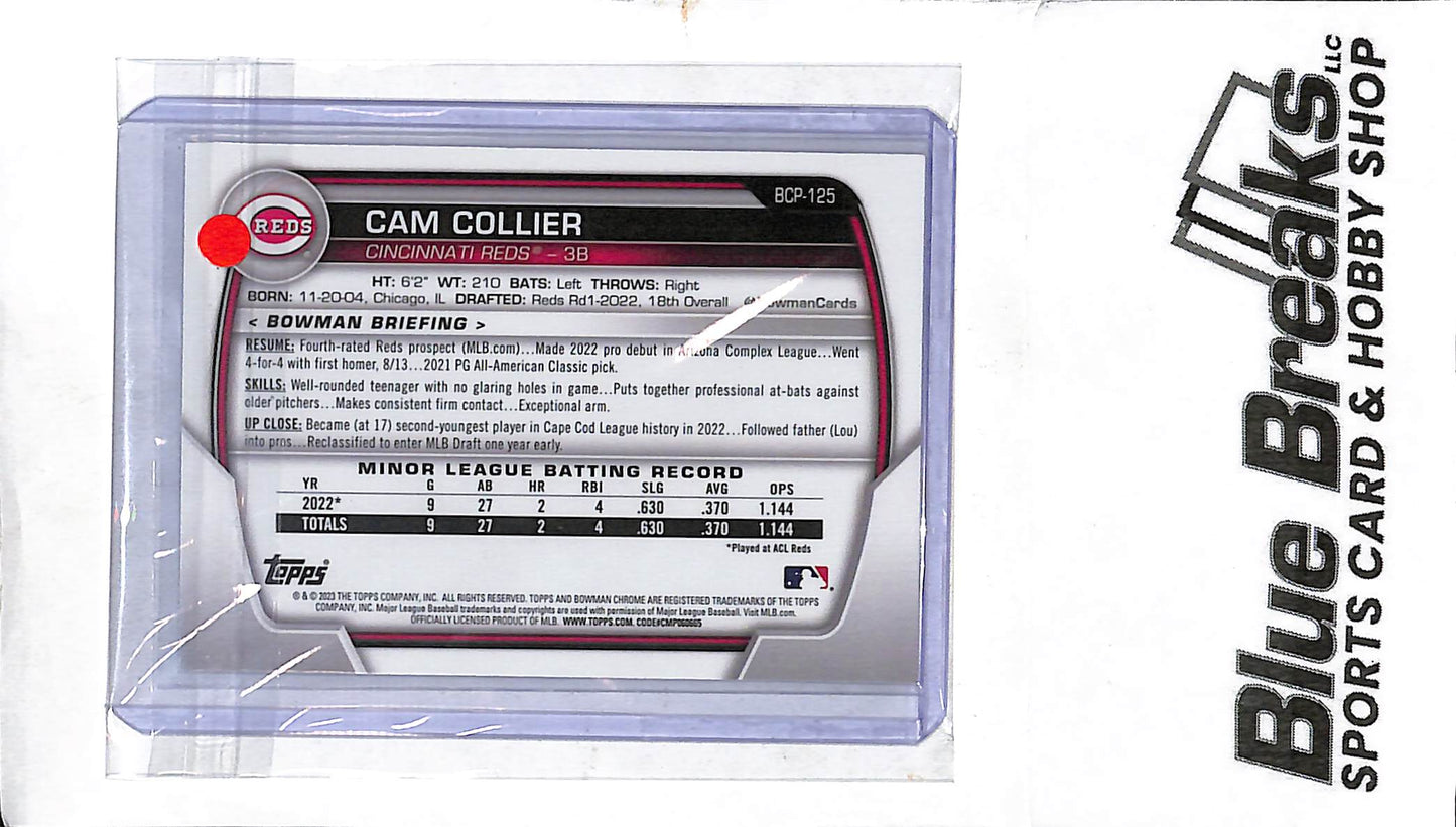 2023 Bowman Chrome - 1st Bowman - cracked ice - Cam Collier - #BCP-125 - baseball - Reds