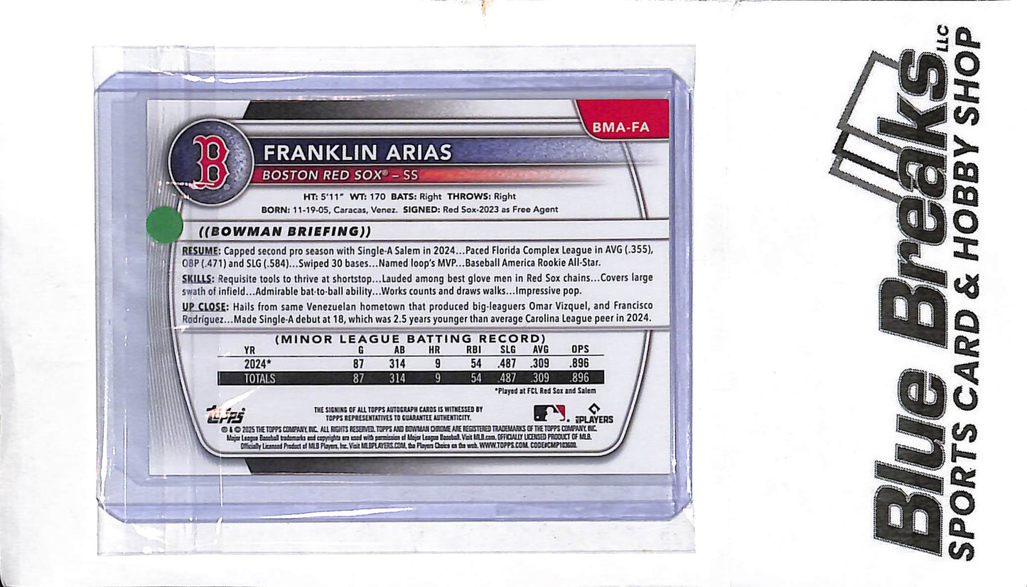 2025 Bowman Chrome - mega box - Franklin Arias - auto - #BMA-FA - baseball - Red Sox
