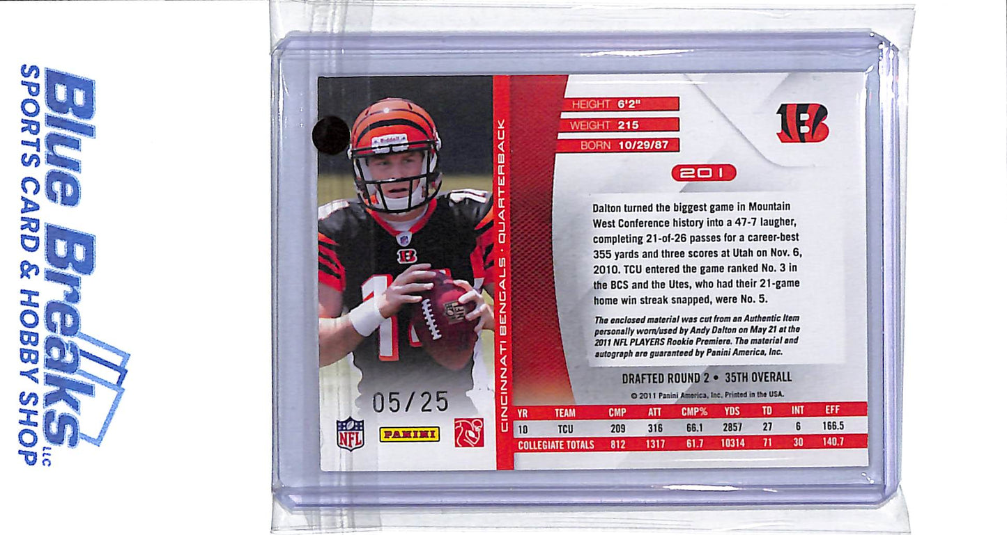 2011 Panini - Absolute Memorabilia - Rookie Premier - Andy Dalton - auto - 05/25 - #201 - football - Bengals