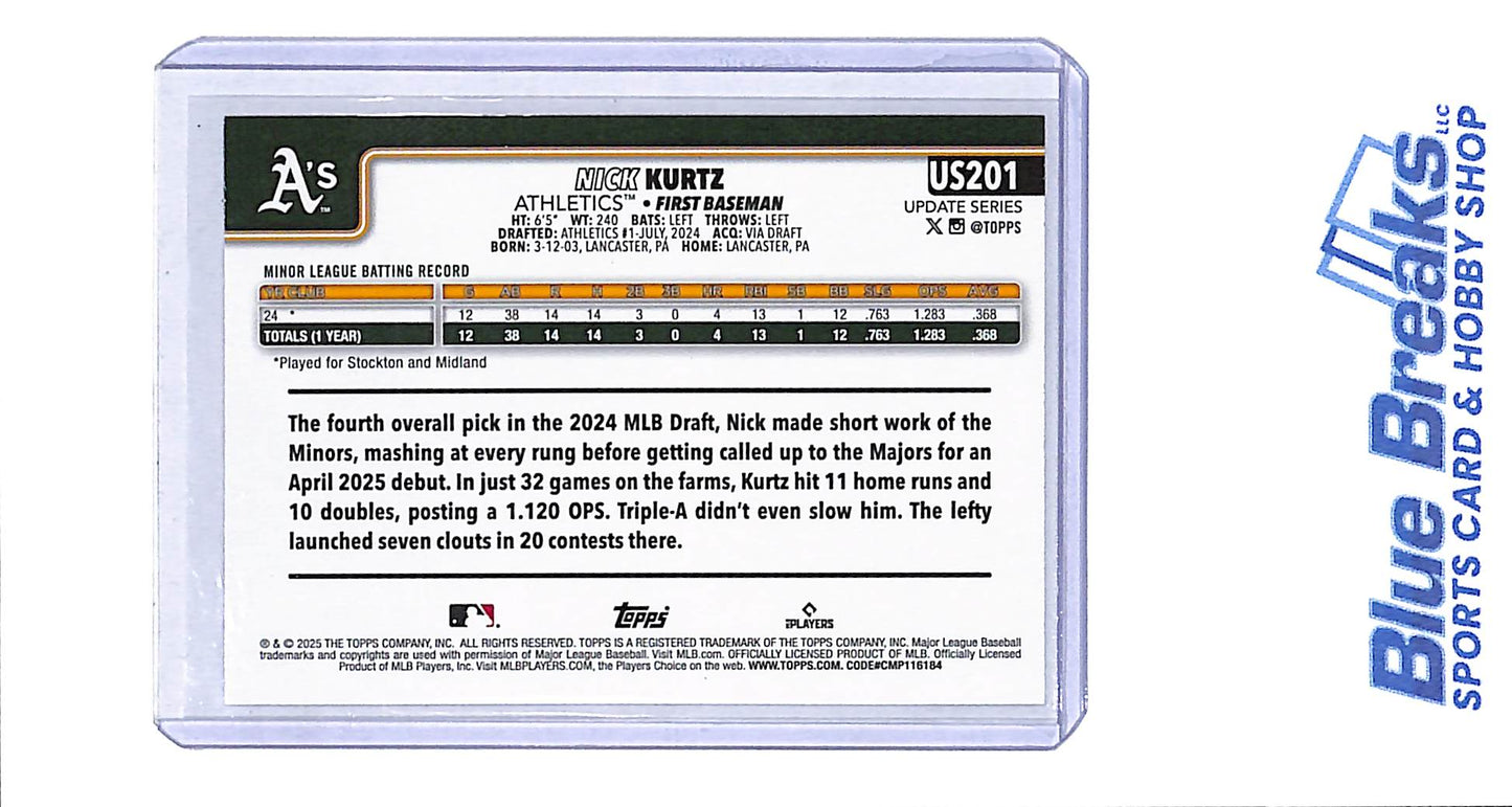 2025 Topps - Update Series - True Photo - Nick Kurtz - RC - #US201 - baseball - Athletics
