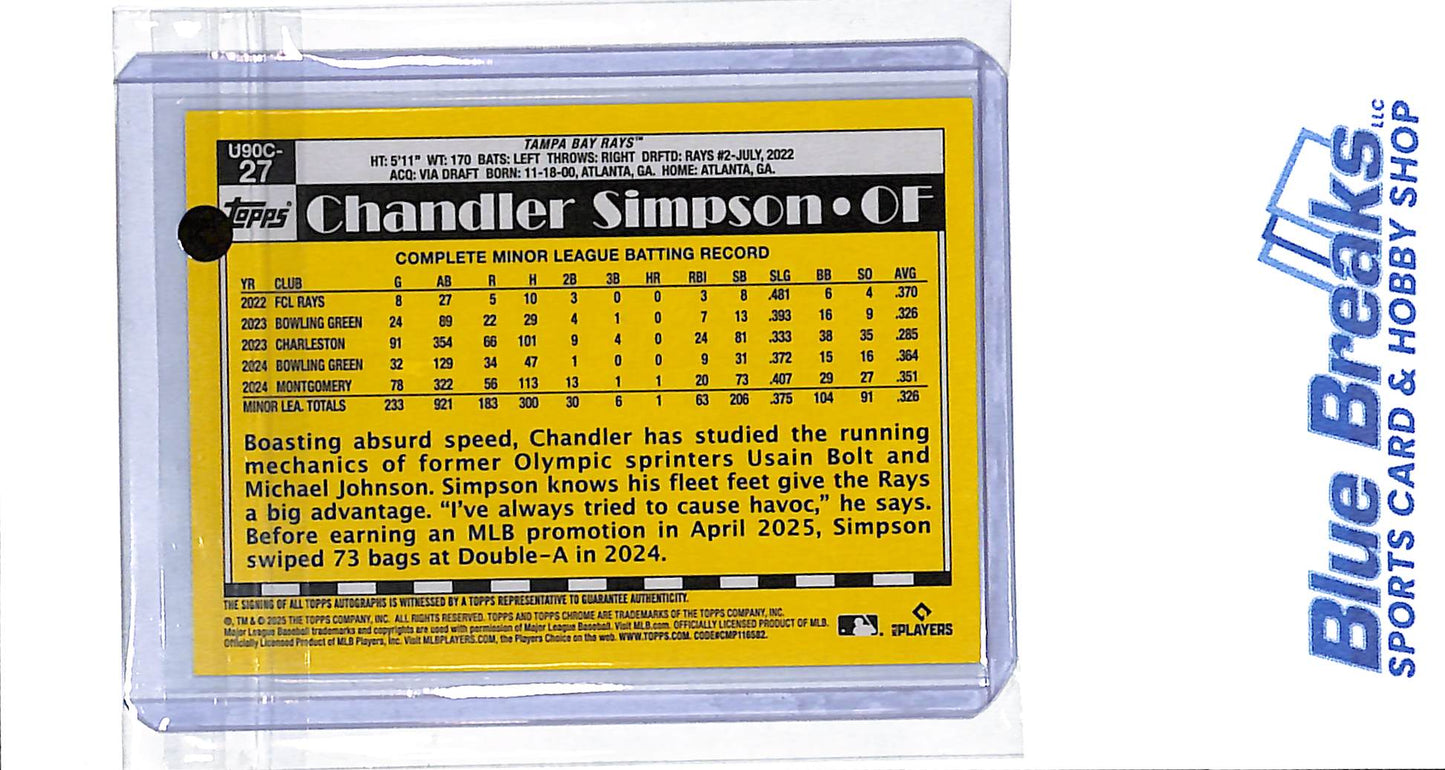 2025 Topps Chrome - 35th anniversary - silver pack - Chandler Simpson - auto - 02/25 - RC - #U90C-27 - baseball - Rays
