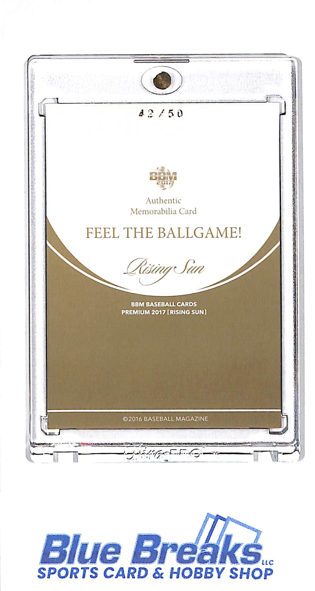 2017 BBM - Premium - Rising Sun - Feel the Ballgame! - Shohei Ohtani - Hokkaido Jersey - 42/50 - baseball - Fighters - Dodgers