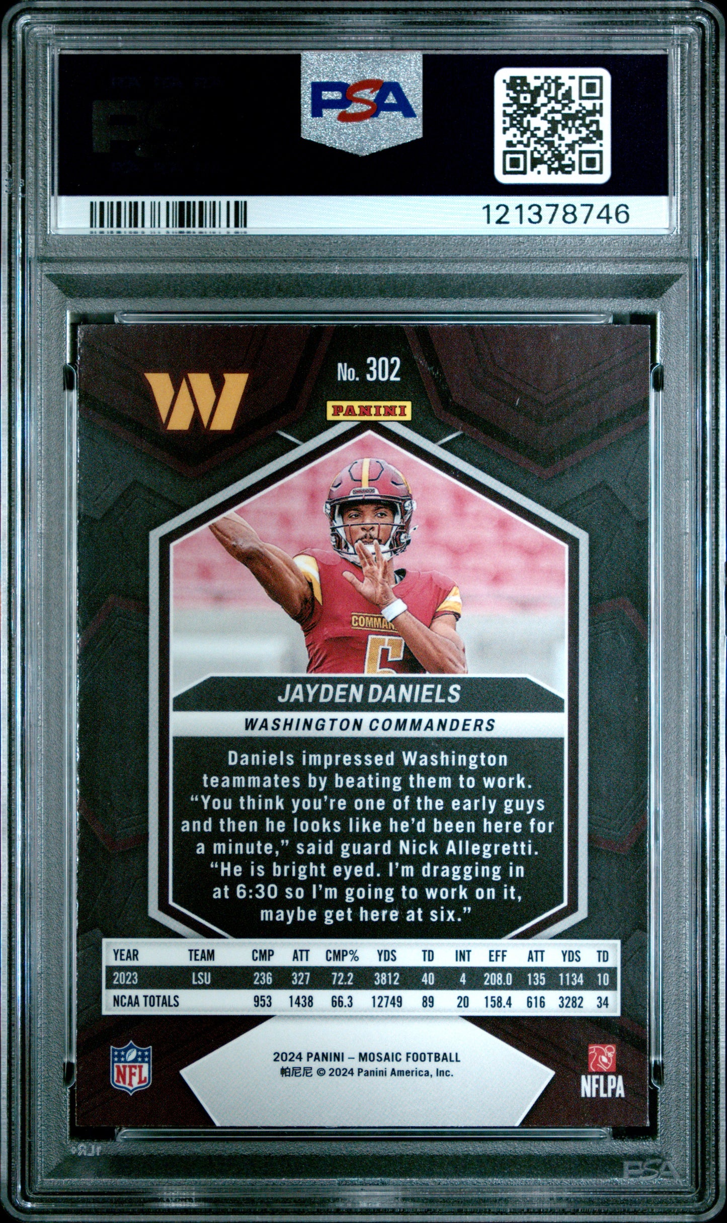 2024 Panini - Mosaic - Jayden Daniels - RC - #302 - PSA 10 - football - Commanders