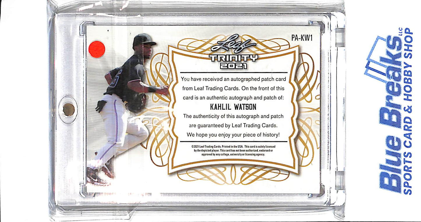 2021 Leaf Trinity - Kahlil Watson - # PA-KW1 - Rookie - Cleveland Guardians - Relic - Patch - Auto