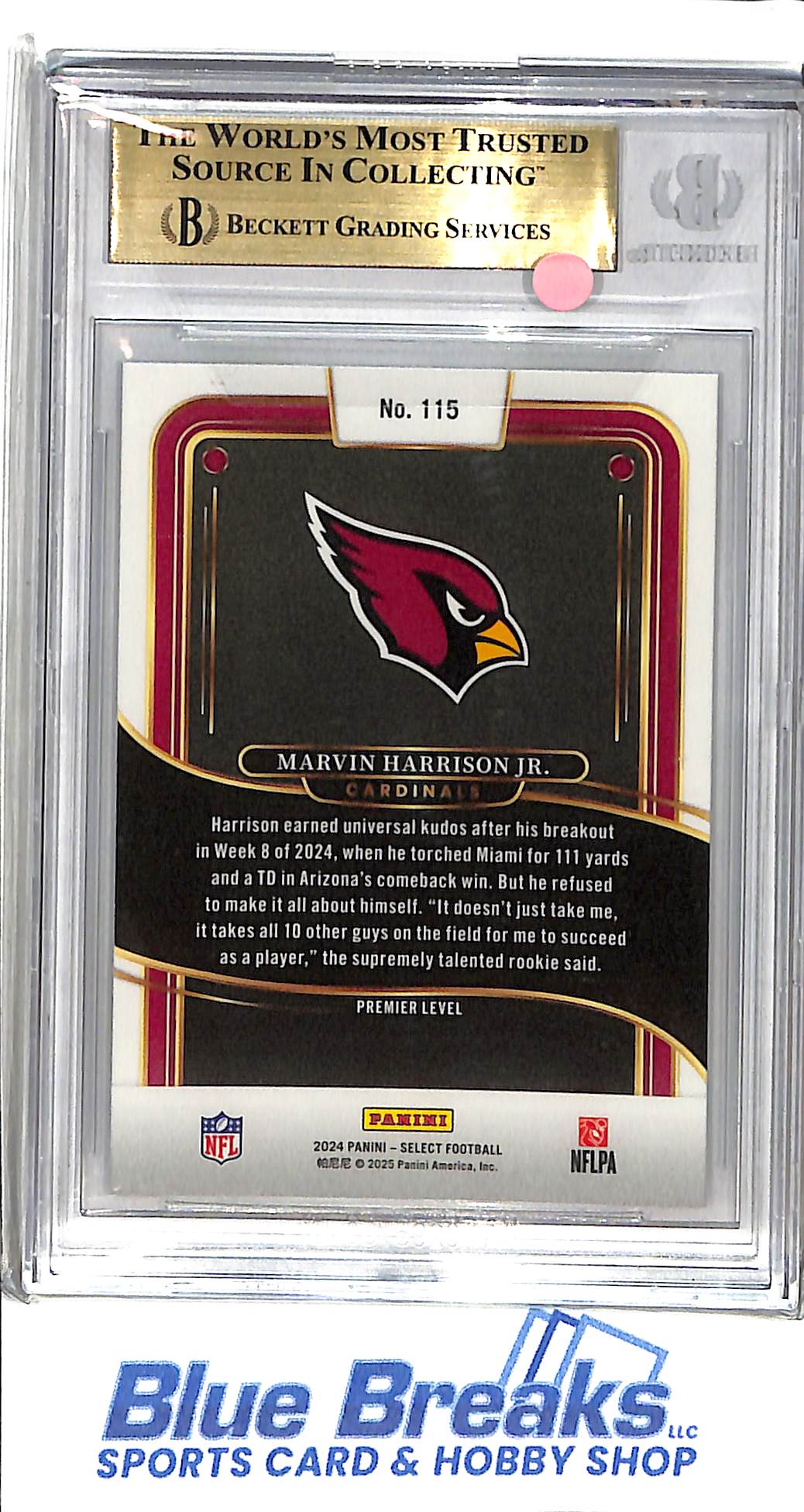 2024 Select - Marvin Harrison - #115 - Arizona Cardinals - Rookie - Beckett 9.5