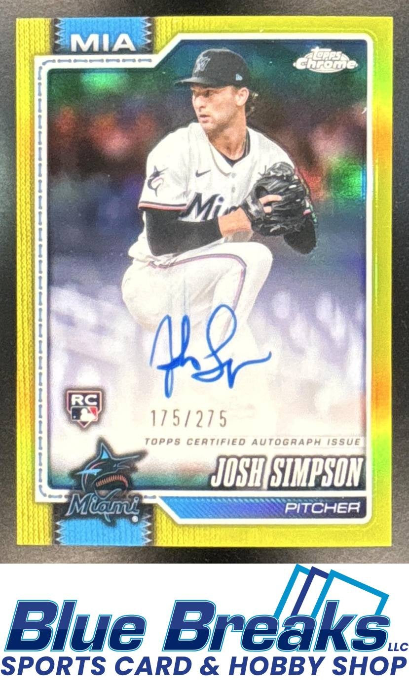 2026 Topps Chrome Josh Simpson #RA-JSI Retail Rookie Auto Yellow Refractor 175/275 RC Miami Marlins