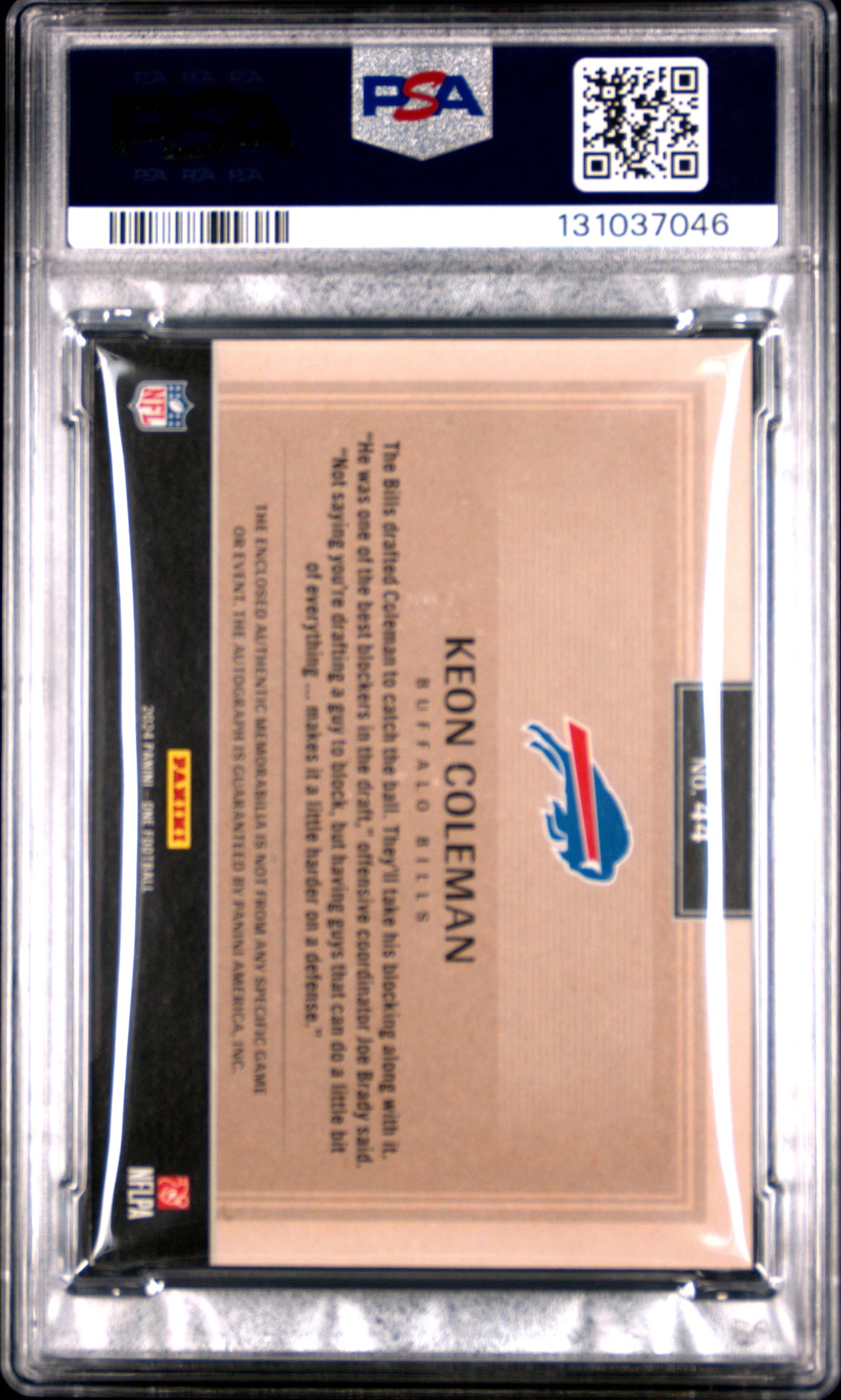 2024 Panini One - green - Keon Coleman - dual patch auto - 01/49 - RC - #44 - PSA 8 - football - Bills