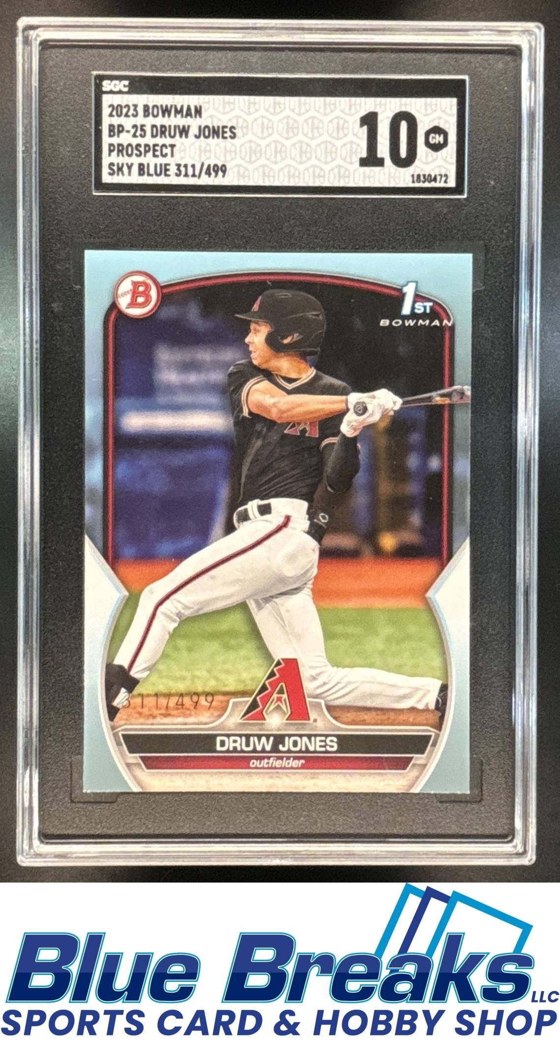 2023 Bowman Druw Jones #BP-25 Sky Blue /499 1st Prospect SGC 10