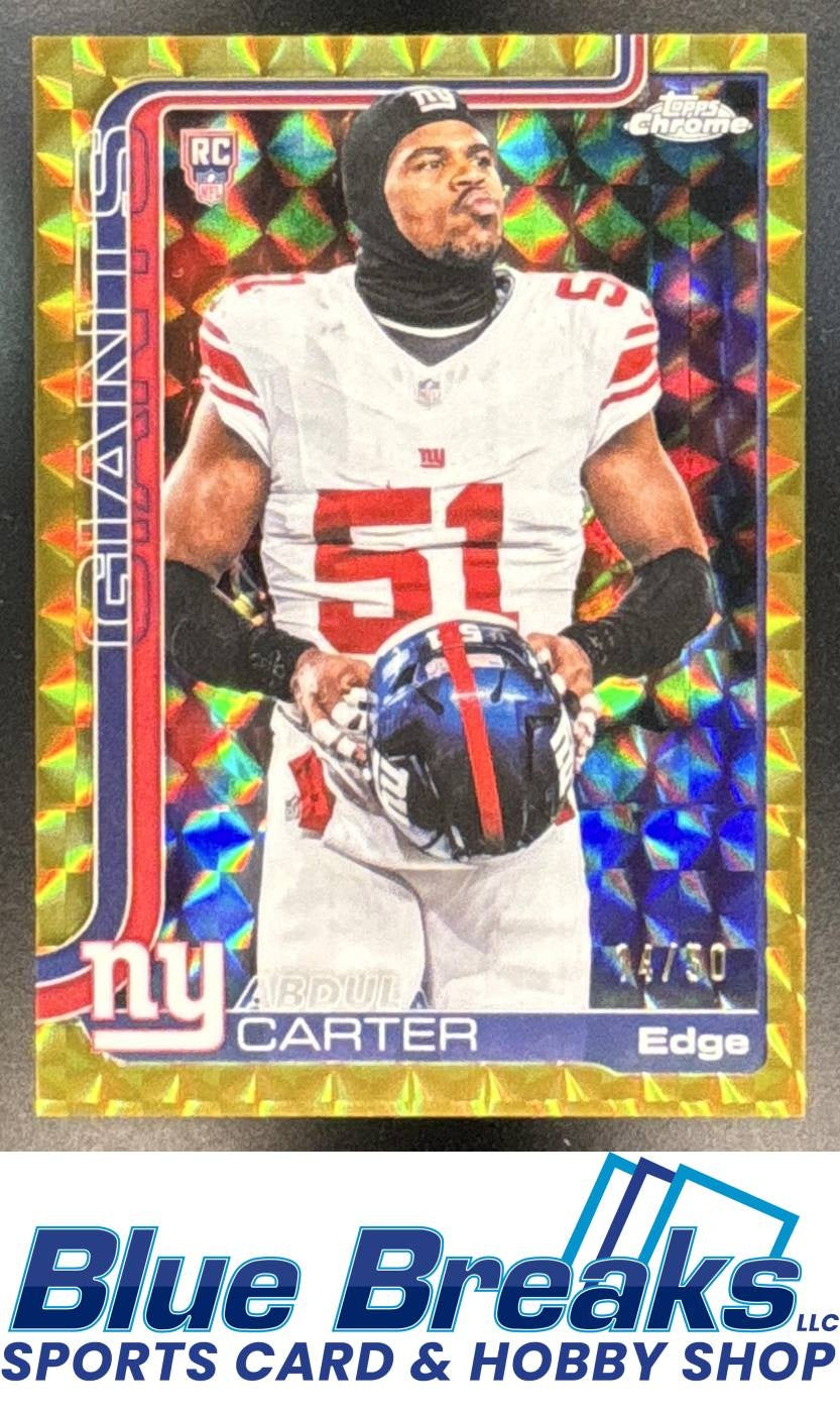 2025 Topps Chrome Abdul Carter #350 Rookie Image Variation Gold Geometric Refractor 14/50 SP RC New York Giants