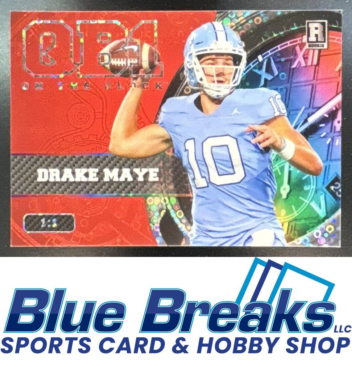 2023 Wild Card QB1 On the Clock Exclusive Drake Maye #OCW-DM1 SP Rainbow Red New England Patriots