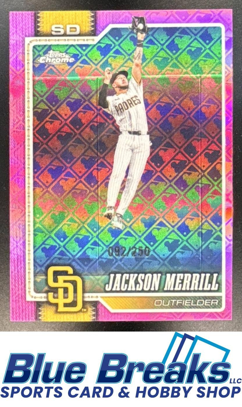 2026 Topps Chrome LogoFractor Jackson Merrill #137 Pink Refractor 092/250 San Diego Padres