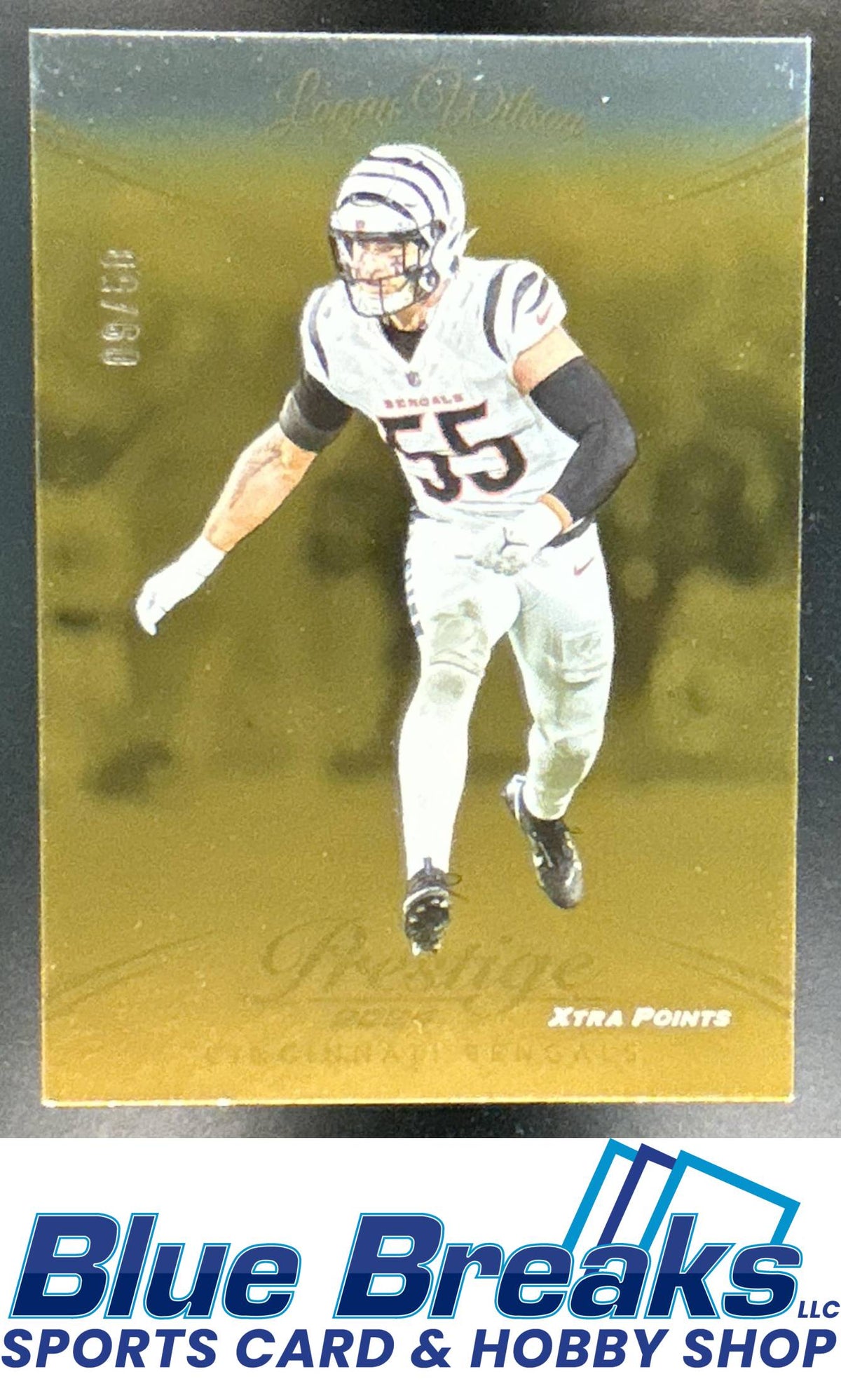 2024 Panini Prestige Gold Xtra Points Logan Wilson 9/75 #61 Cincinnati Bengals