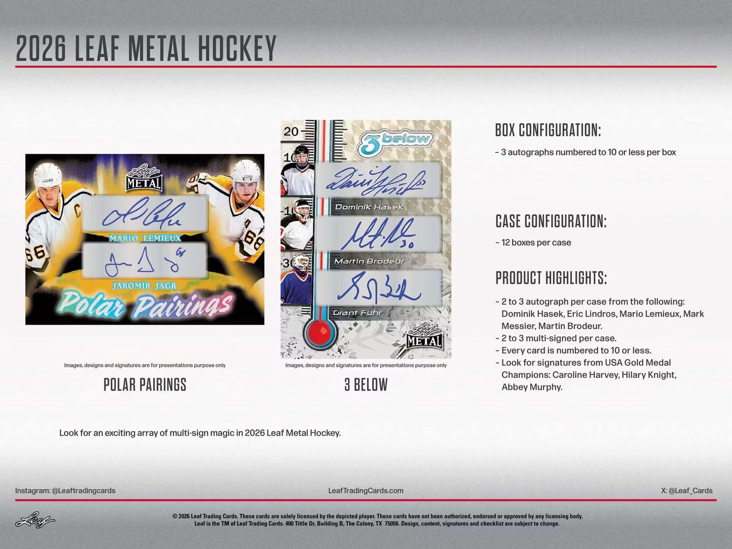 2026 Leaf Metal Hockey Hobby Box - Sealed Wax