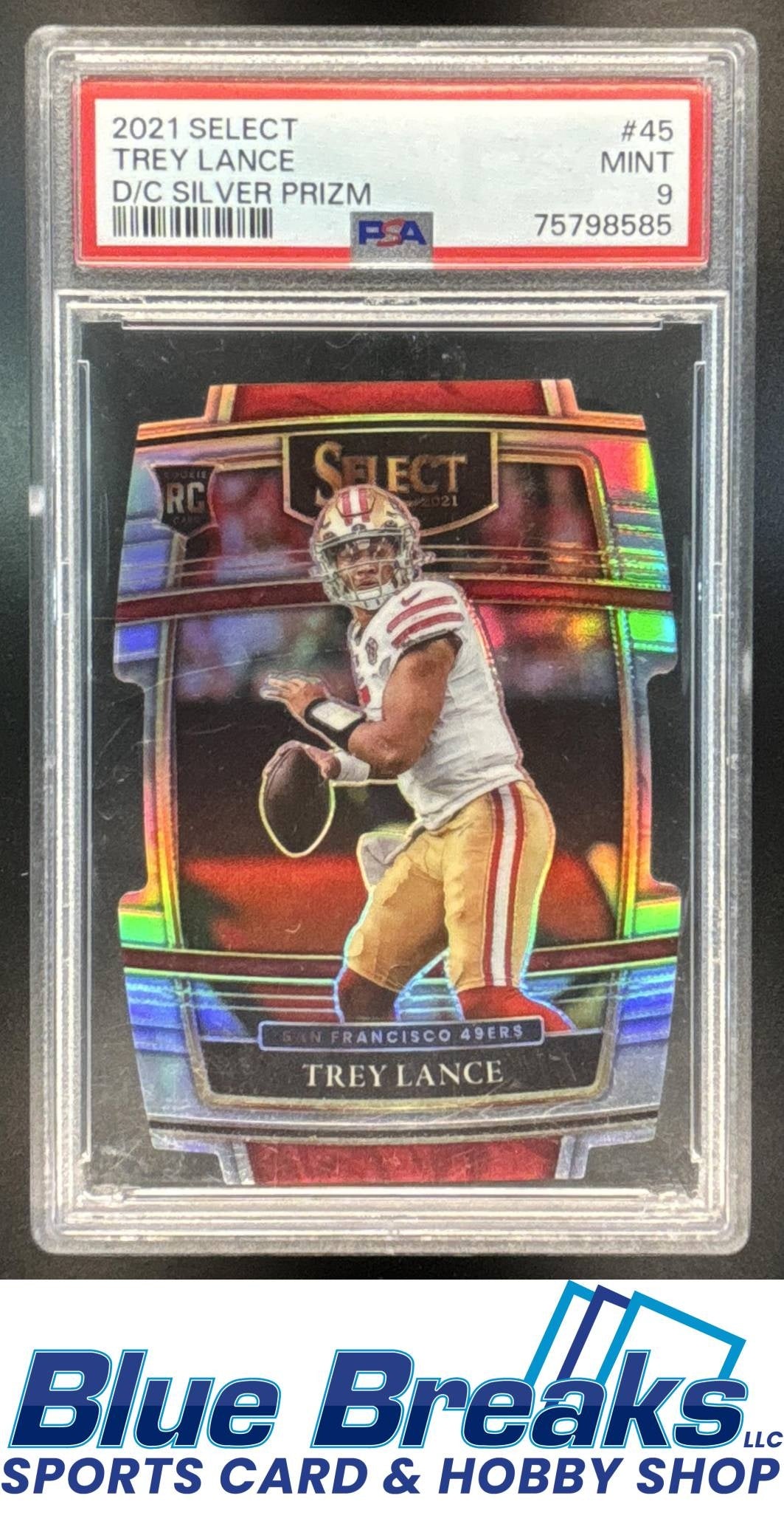 2021 Panini Select Trey Lance #45 Silver Prizm Die Cut RC Concourse PSA 9