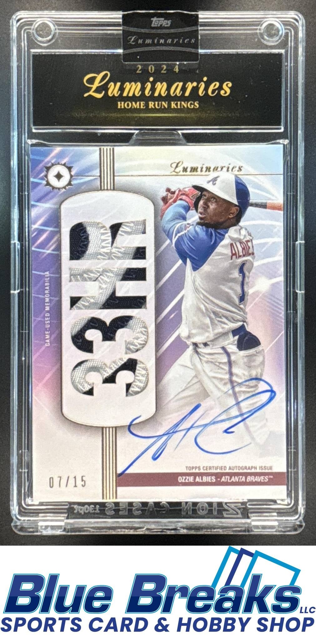 2024 Topps Luminaries Ozzie Albies #HRKAP-OA Home Run Kings Auto Patches 07/15 baseball Braves