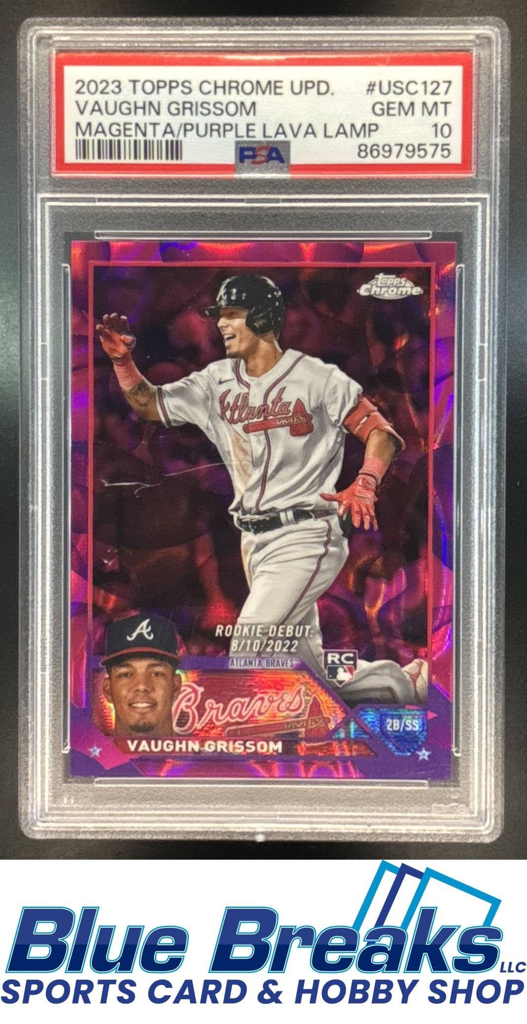 2023 Topps Chrome RC Magenta/Purple Lava Lamp Vaughn Grissom 212/299 #USC127 PSA 10 Atlanta Braves