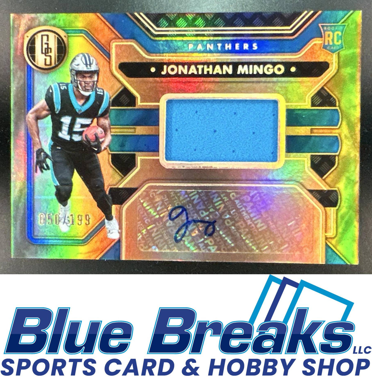2023 Panini Gold Standard Jonathan Mingo #219 050/199 Relic Auto RC Carolina Panthers