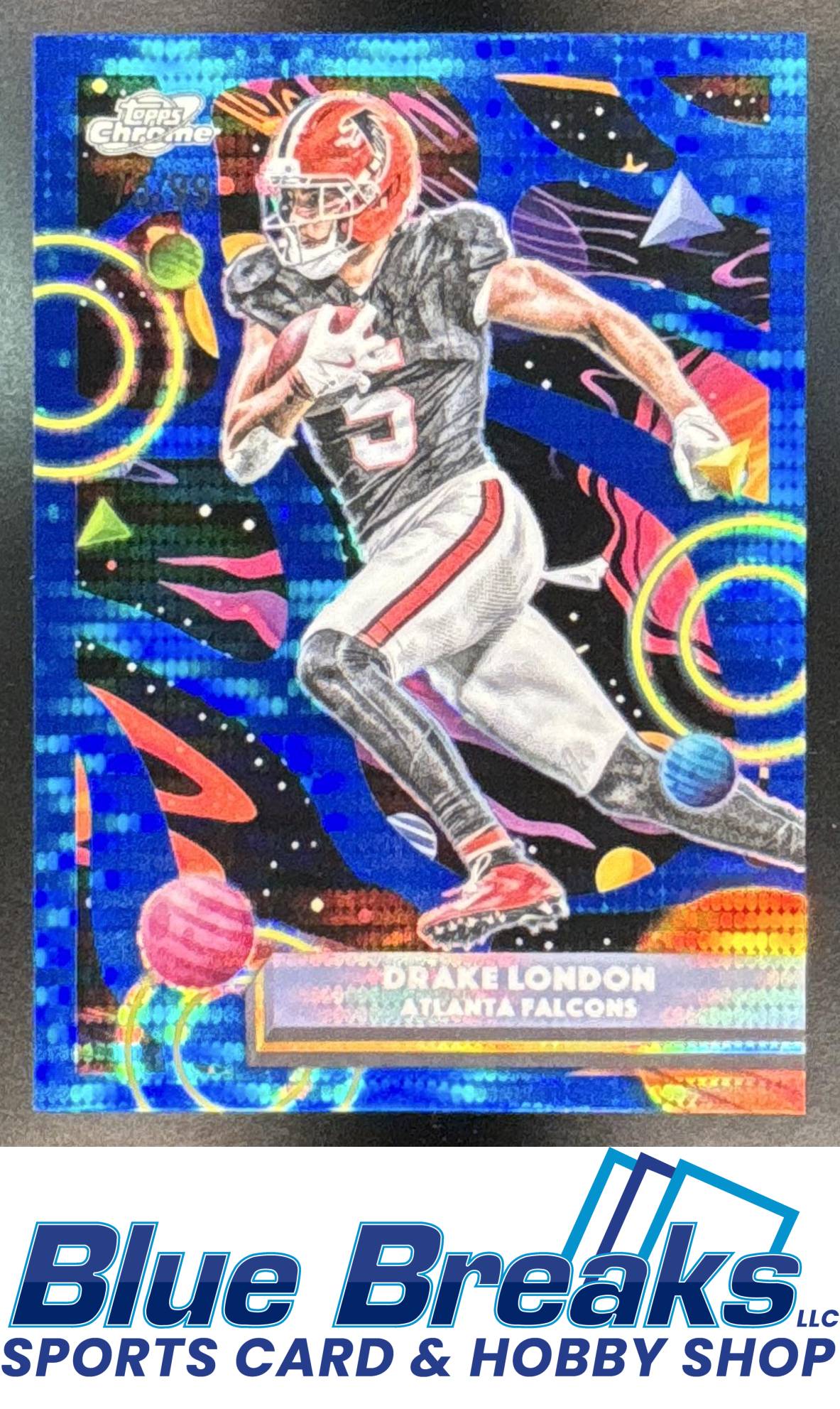 2025 Topps Cosmic Chrome Drake London #5 Blue Moon Refractor 75/99 Atlanta Falcons