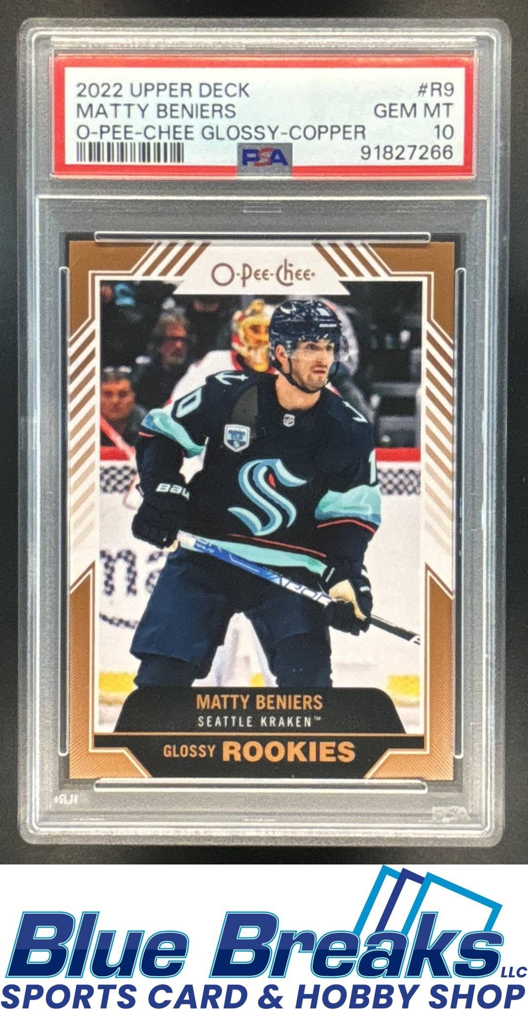 2022 Upper Deck O-Pee-Chee Glossy Copper Matty Beniers #R-9 PSA 10 Seattle Kraken