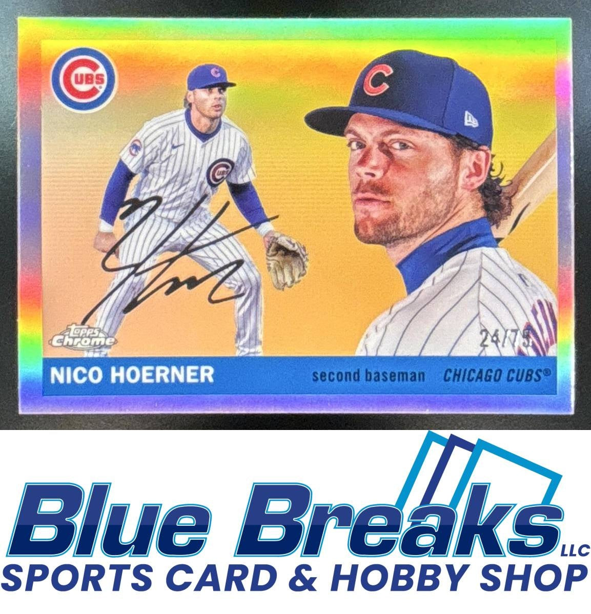 2025 Topps Chrome Platinum Anniversary Nico Hoerner #24 Rose Gold Refractor 24/75 Cubs