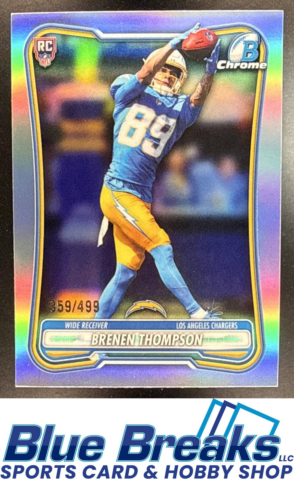 2026 Bowman Brenen Thompson #BCV-136 Chrome NFL Refractor 359/499 RC Los Angeles Chargers