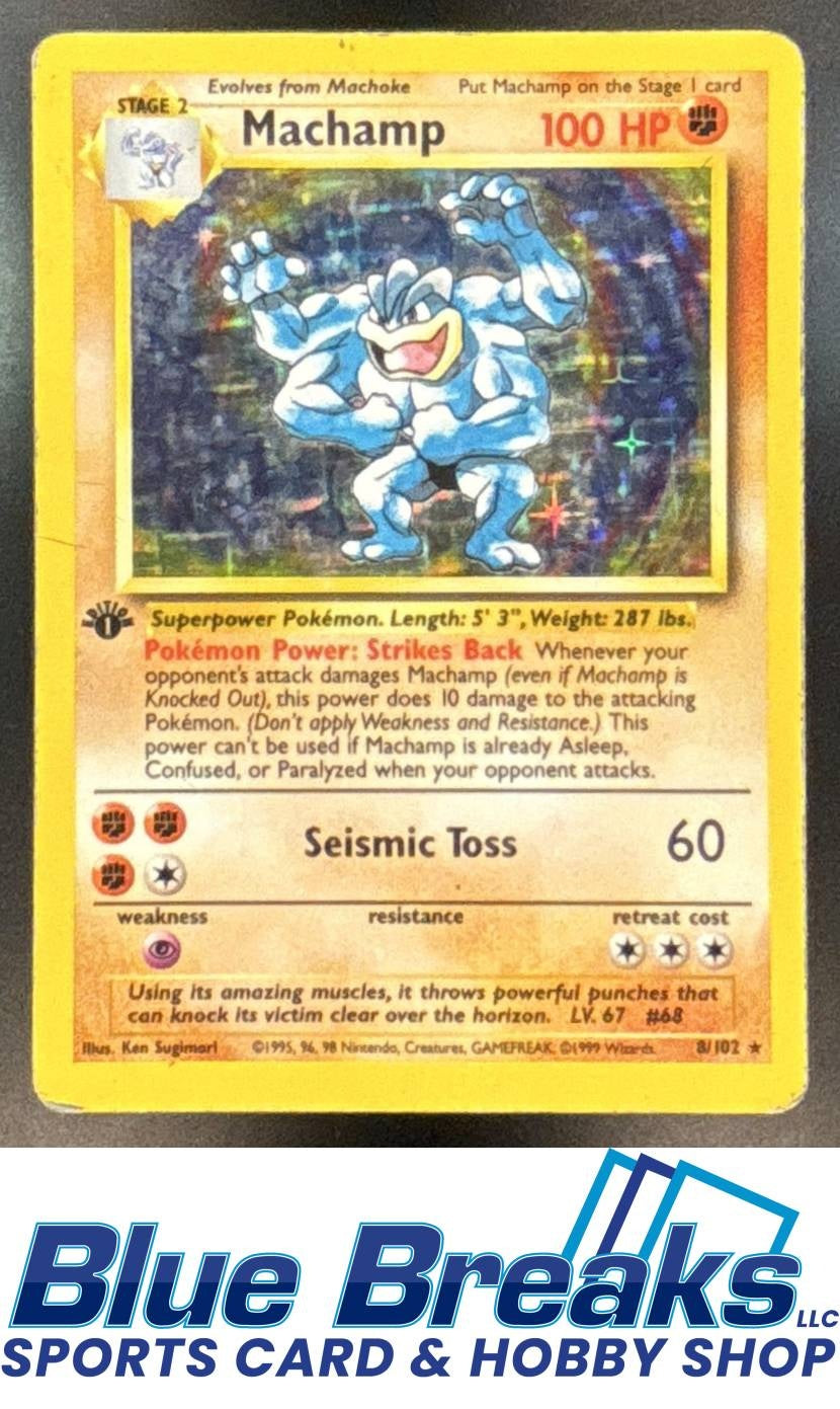 1999 Pokemon Unlimited Set Machamp #8/102 Rare Holo