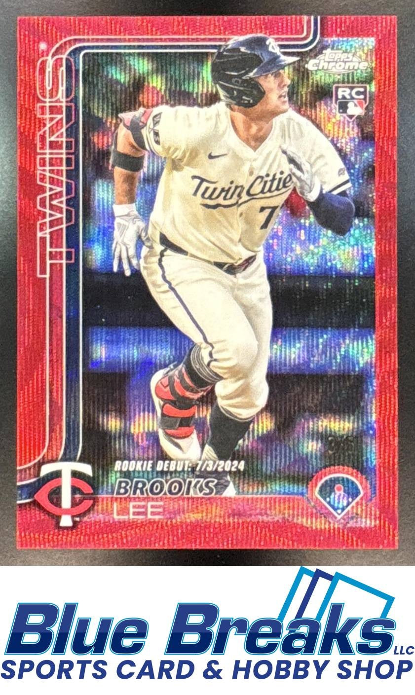 2025 Topps Chrome Update Red Wave Refractor Brooks Lee RC 3/5 Rookie #USC6 Twins