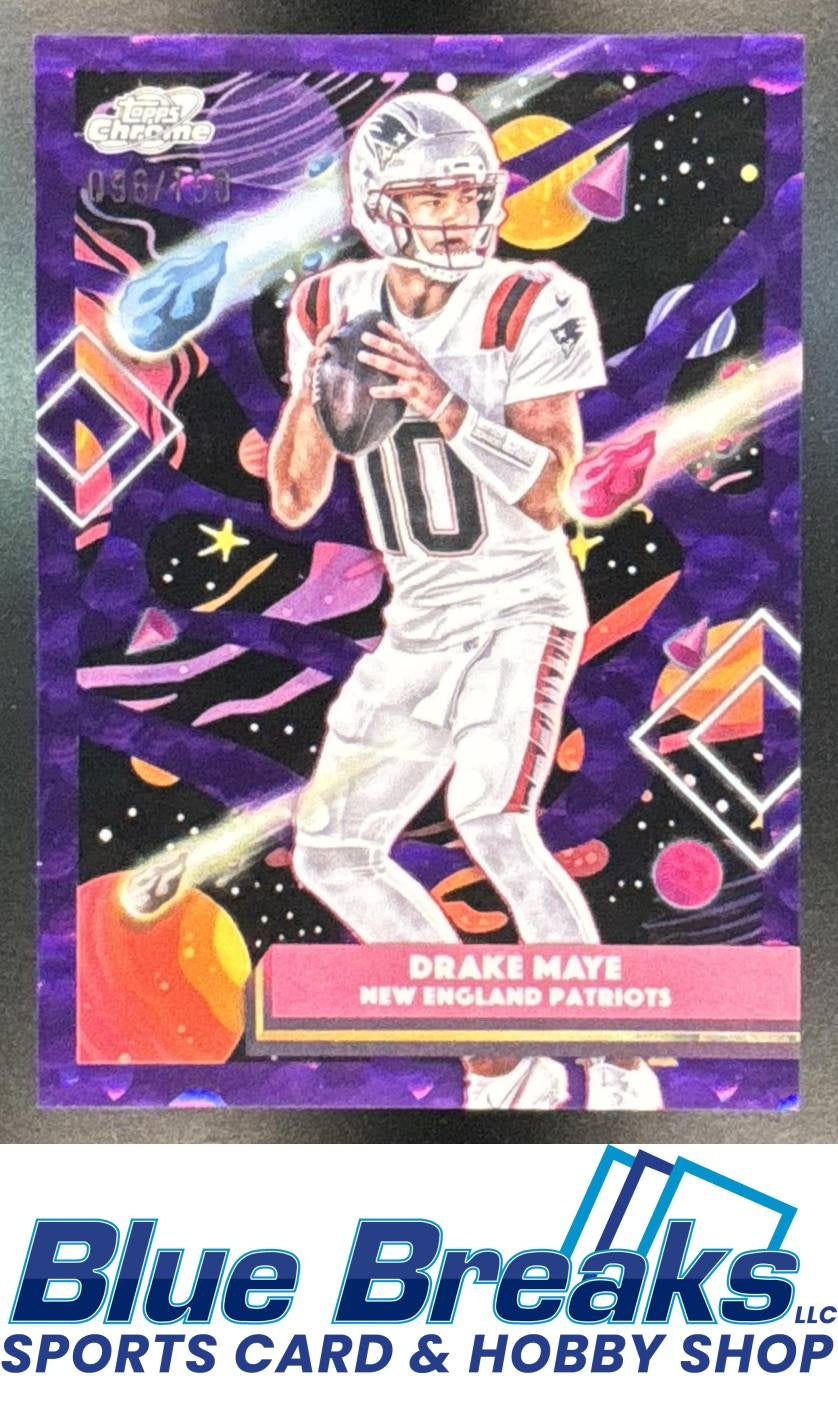 2025 Topps Cosmic Chrome Drake Maye #66 Purple Nebula Refractor 096/150 New England Patriots