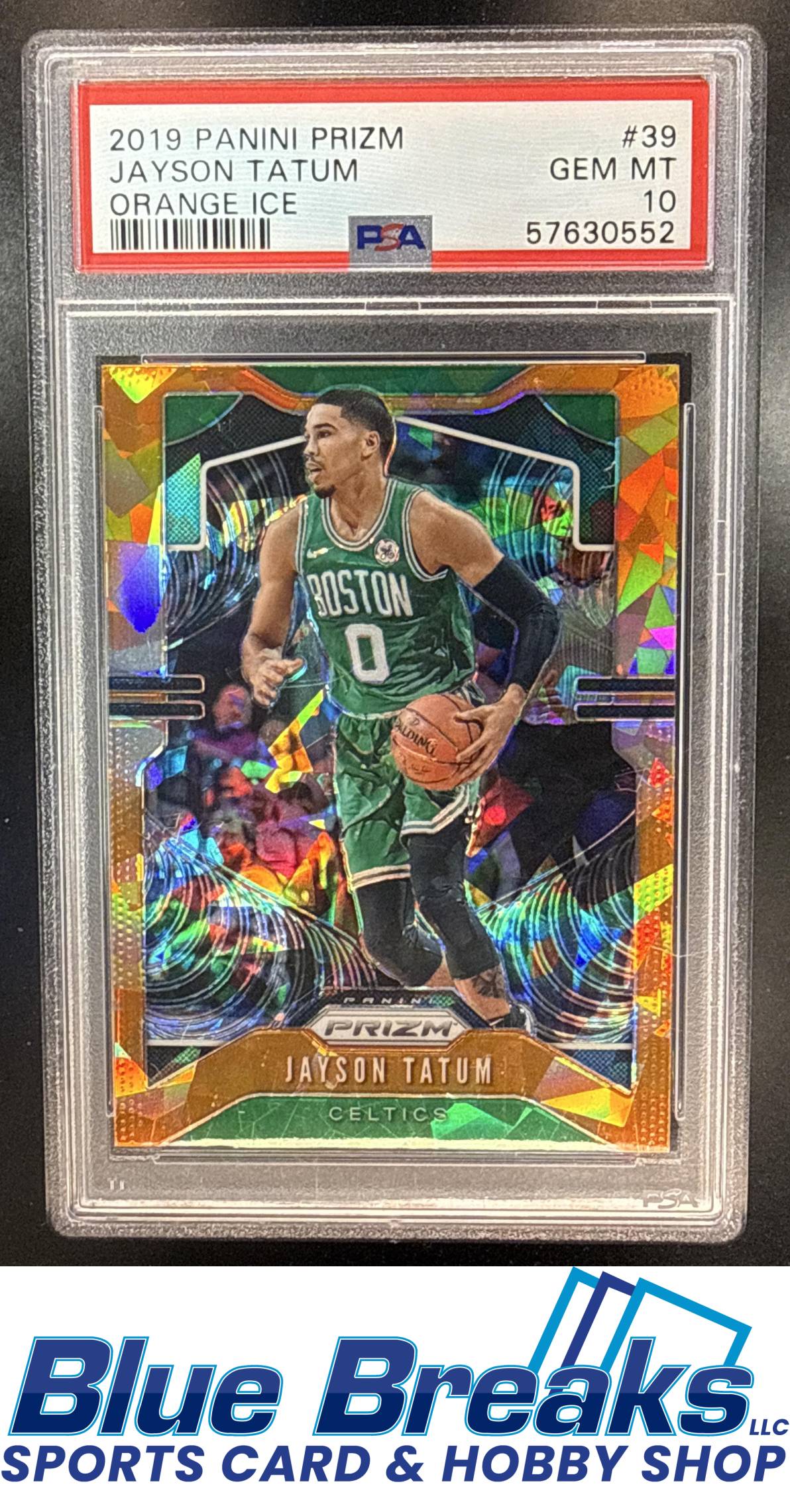 2019 Panini Prizm Jayson Tatum #39 Prizms Orange Ice PSA 10