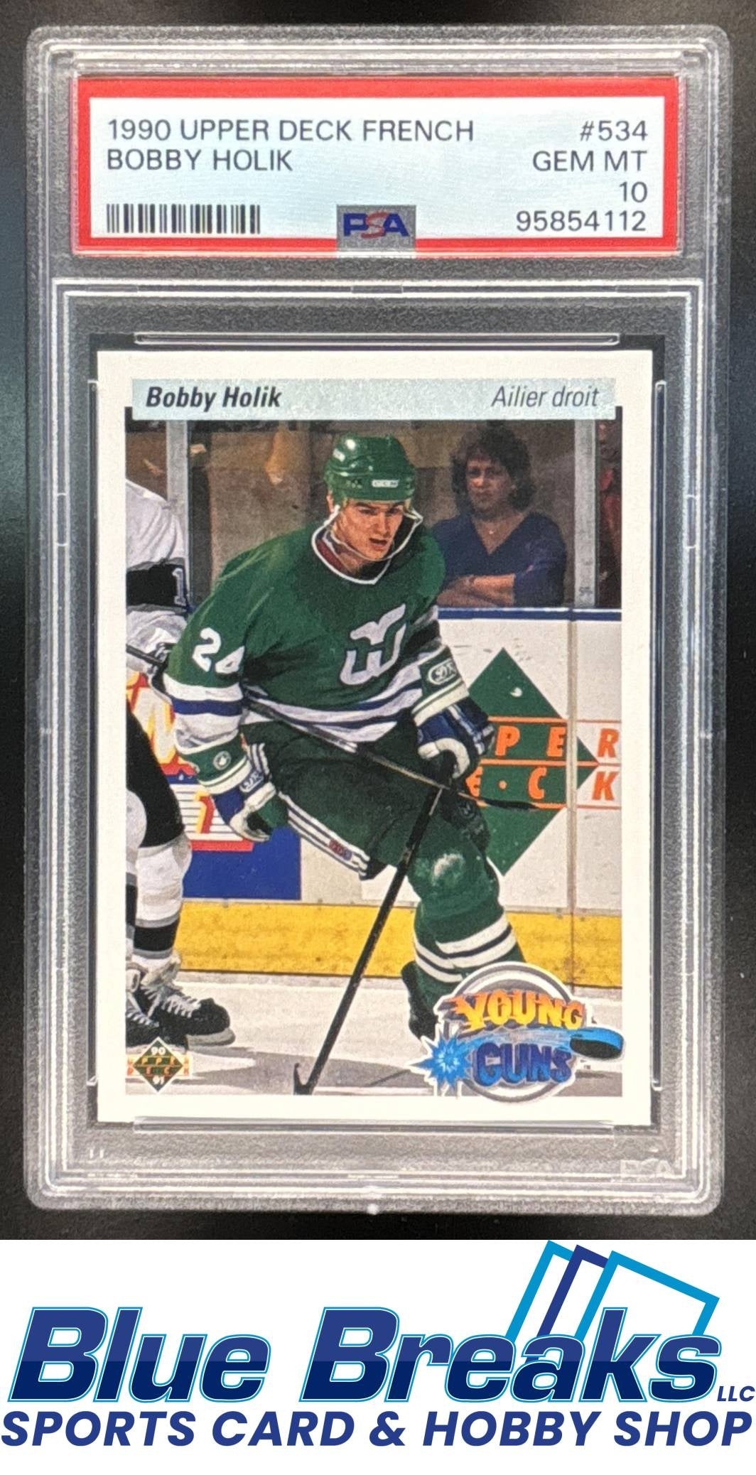 1990-91 Upper Deck French Bobby Holik #534 Young Guns PSA 10 Hartford Whalers / Carolina Hurricanes